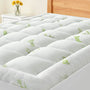 Cooling Bamboo Mattress Topper - Ultra Soft Pillow Top Mattress Pad with Deep Pockets, Breathable Cover for Hot Sleepers & Back Pain