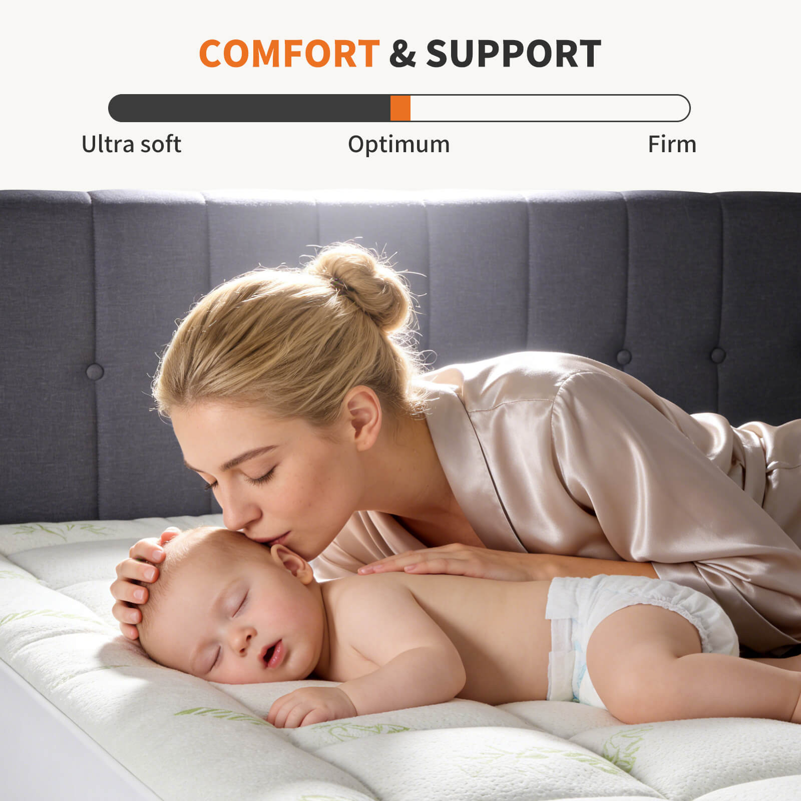 Cooling Bamboo Mattress Topper - Ultra Soft Pillow Top Mattress Pad with Deep Pockets, Breathable Cover for Hot Sleepers & Back Pain