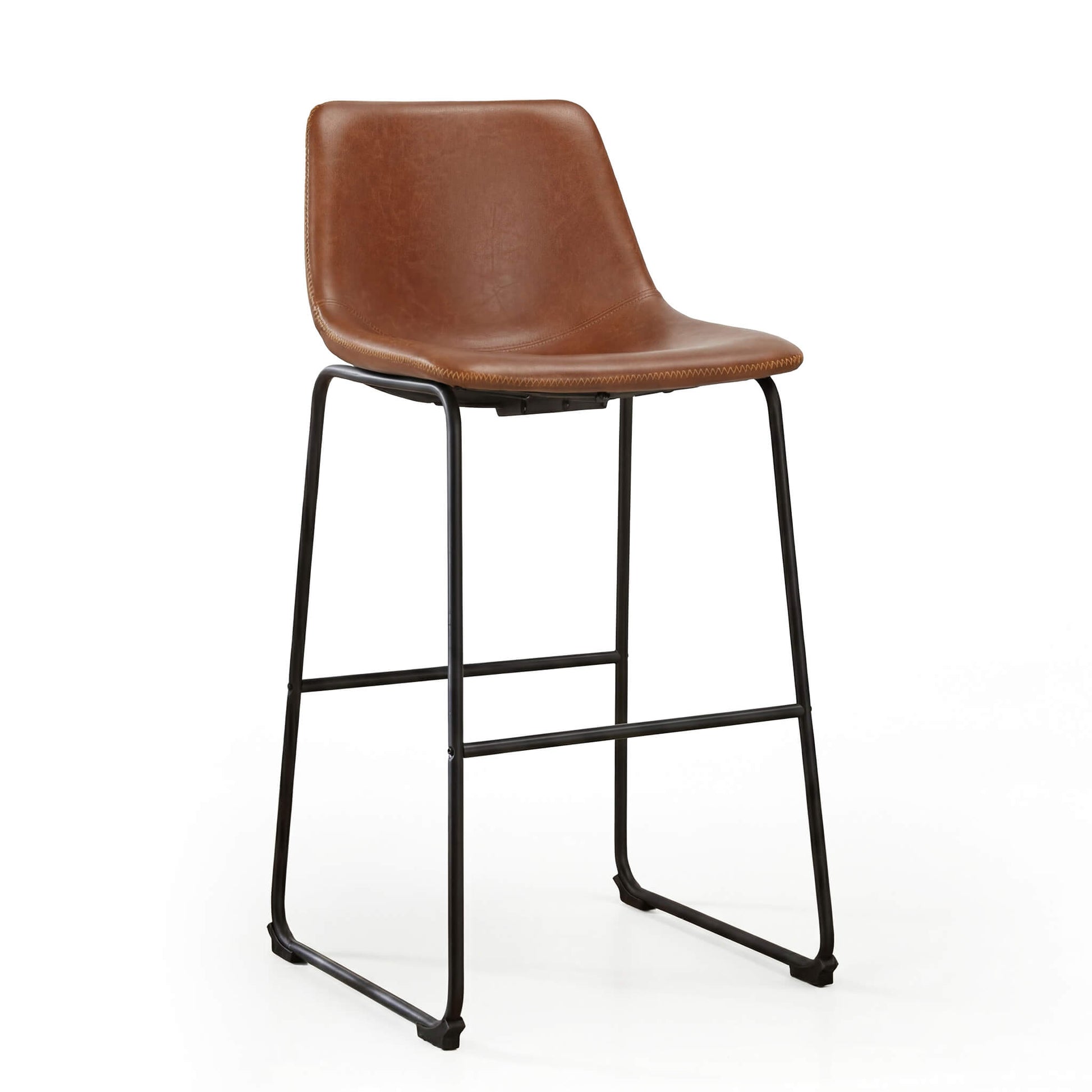 Faux Leather Bar Stools with Metal Legs for Kitchen & Counter