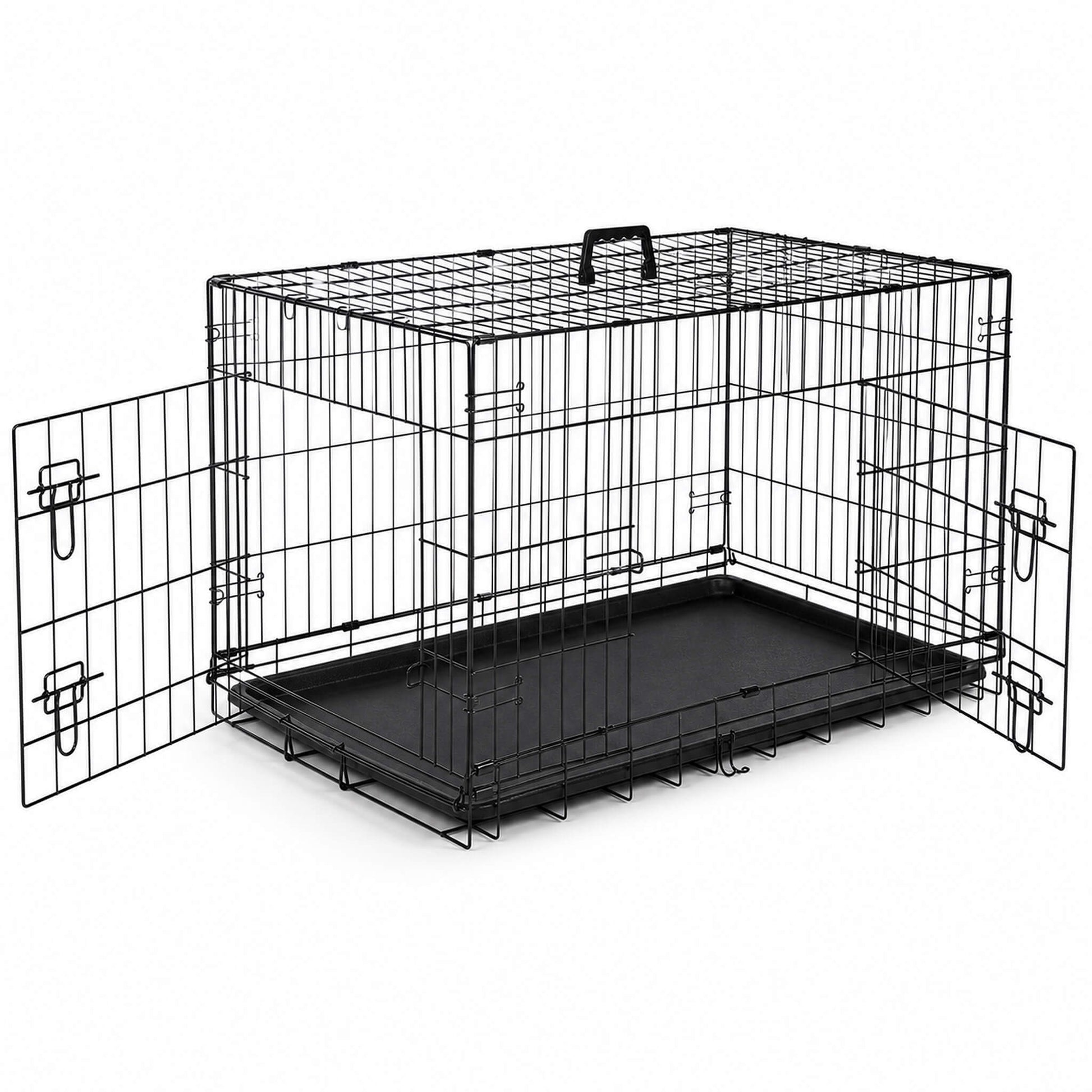 Foldable, Portable, Two-Door Metal Dog Cage