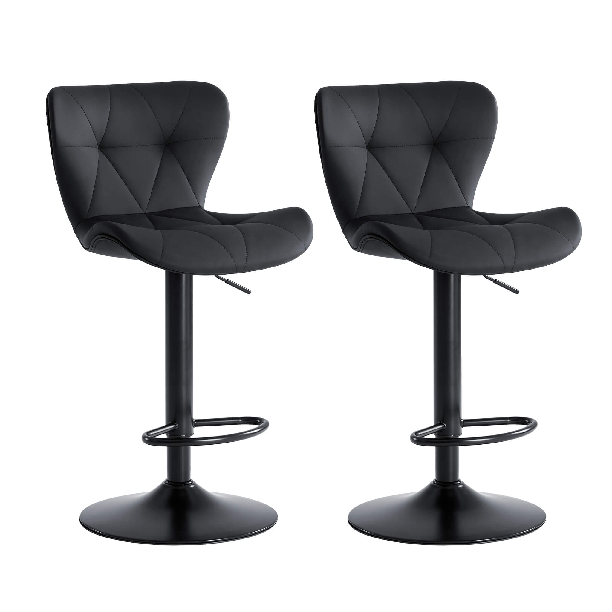Faux Leather Diamond-Quilted Bar Stool-set of 2