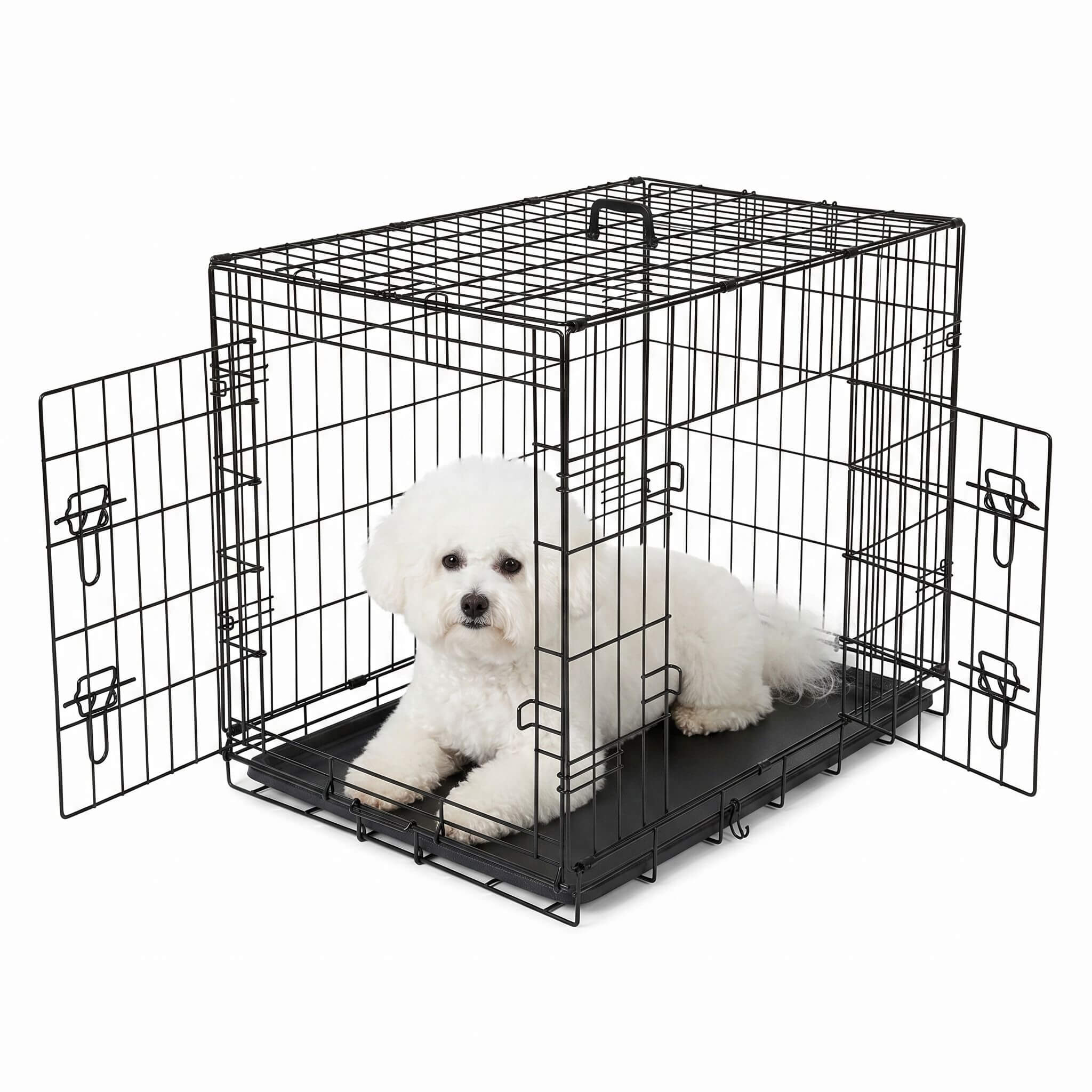 Dog Crate Double Door with Divider Foldable Indoor/Outdoor