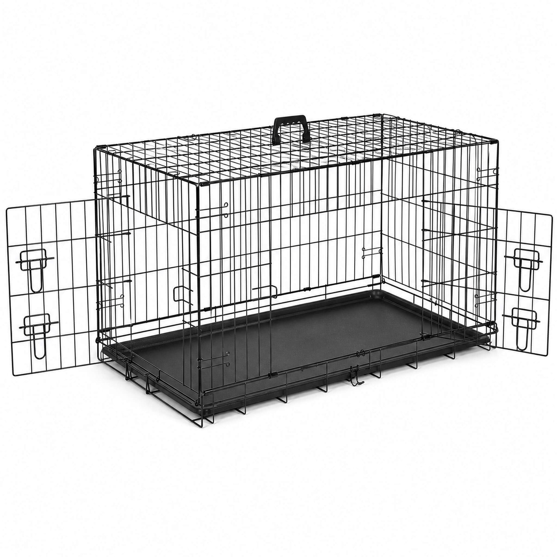 Foldable, Portable, Two-Door Metal Dog Cage