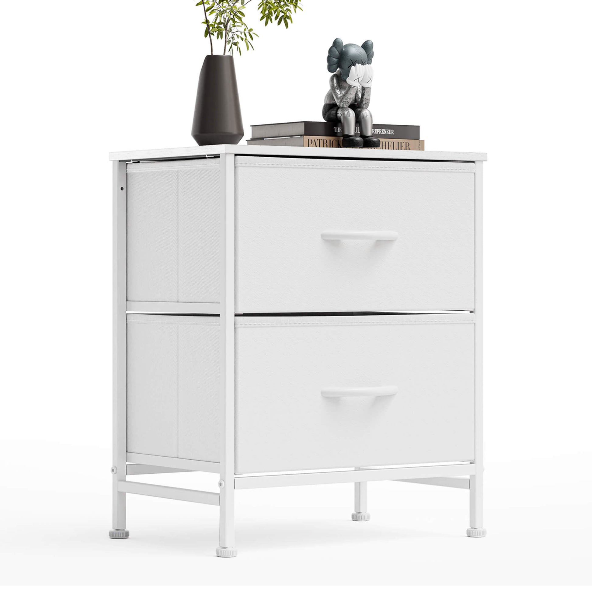 Nightstand Small Dresser With 2 Fabric Drawers Side Bedroom