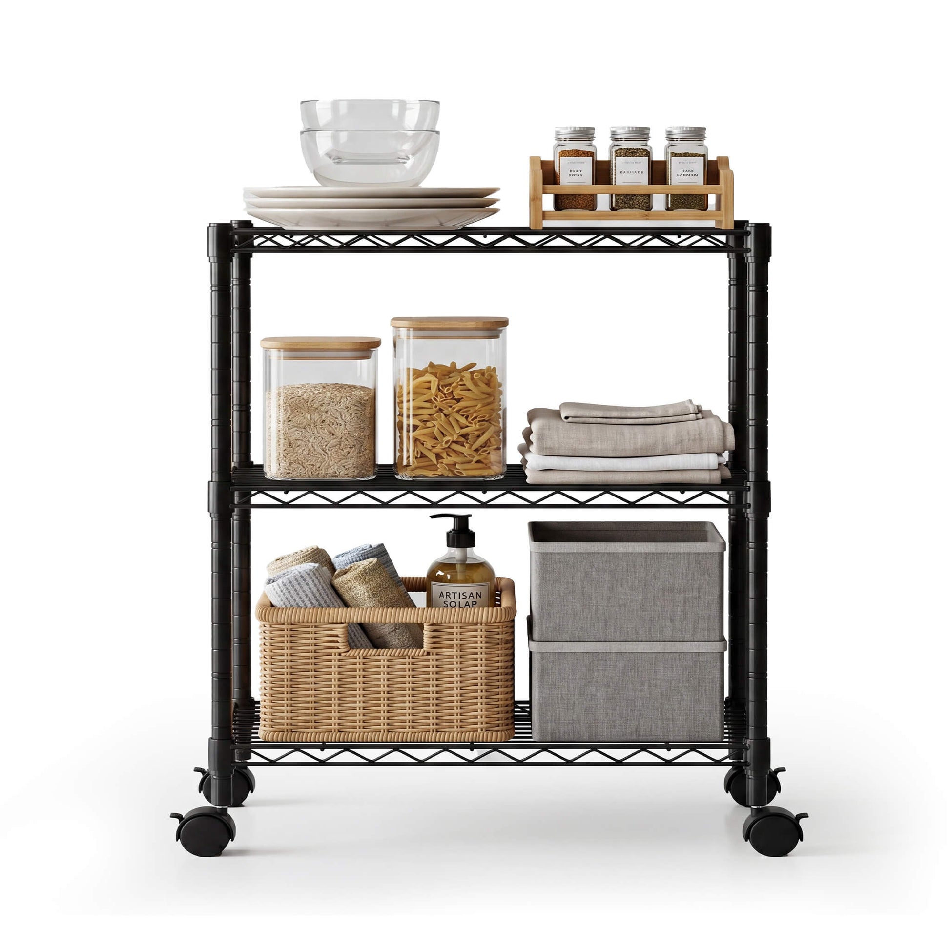 Heavy Duty Rolling Wire Storage Shelves for Kitchen/Pantry/Basement