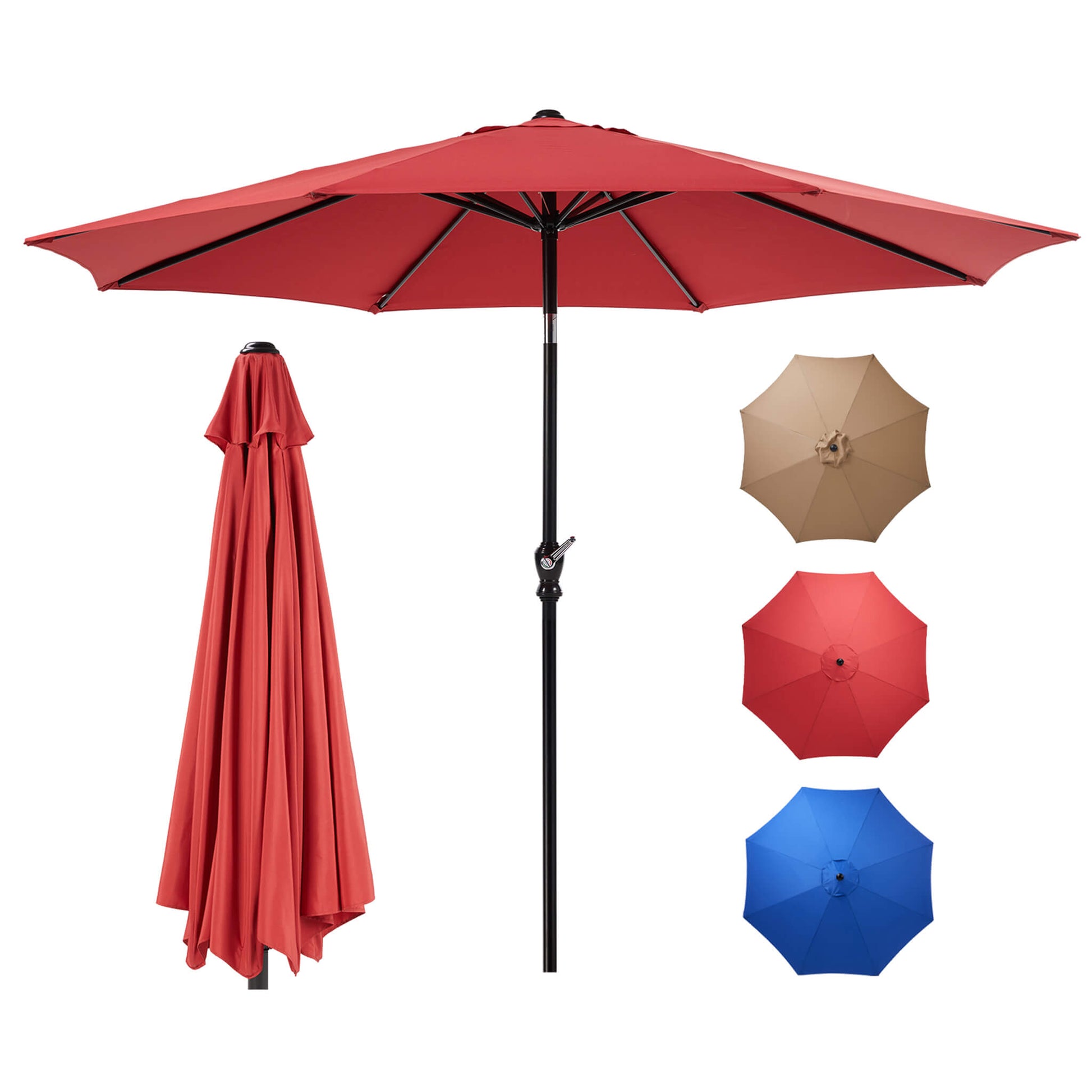 Patio Sunshade, 9 Feet with 8 Bones for Patios, Pools