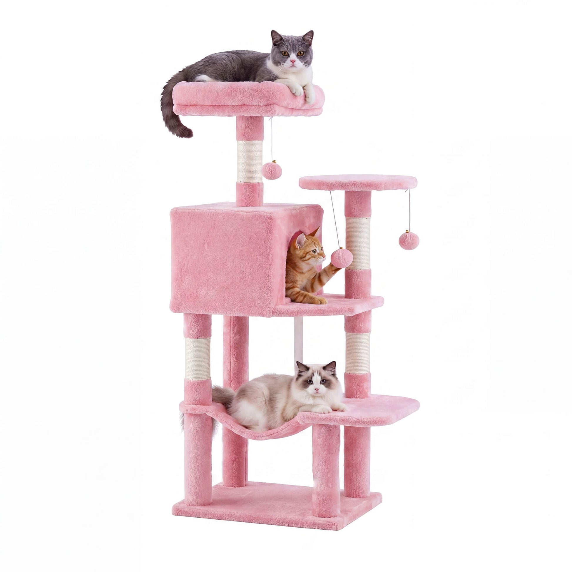 44" Muti-functional Cat Tree Tower with Sisal Scratcing Post and Condo