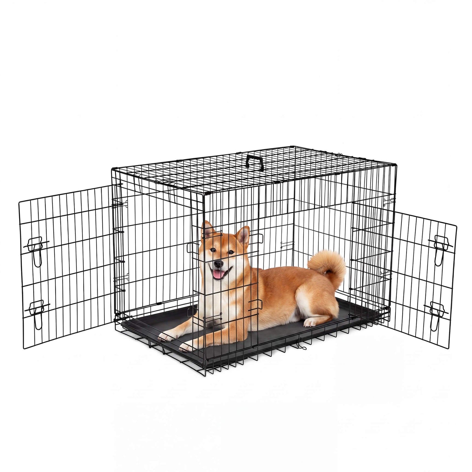 Dog Crate Double Door with Divider Foldable Indoor/Outdoor