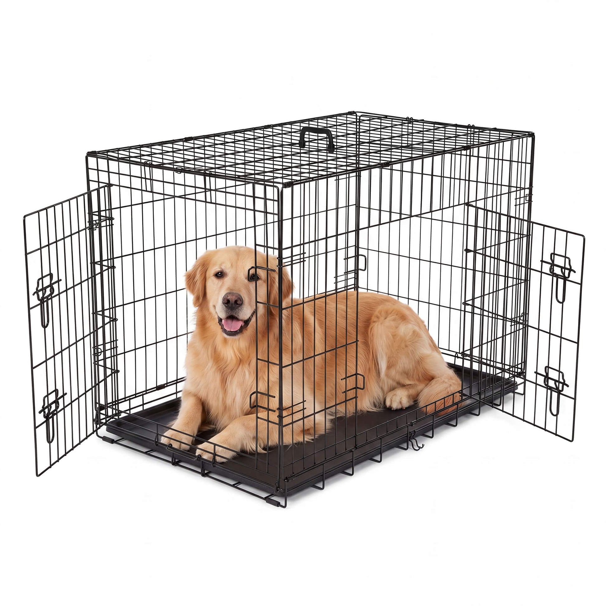 Dog Crate Double Door with Divider Foldable Indoor/Outdoor