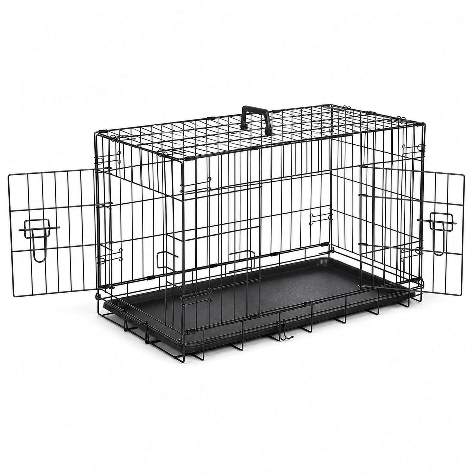 Foldable, Portable, Two-Door Metal Dog Cage