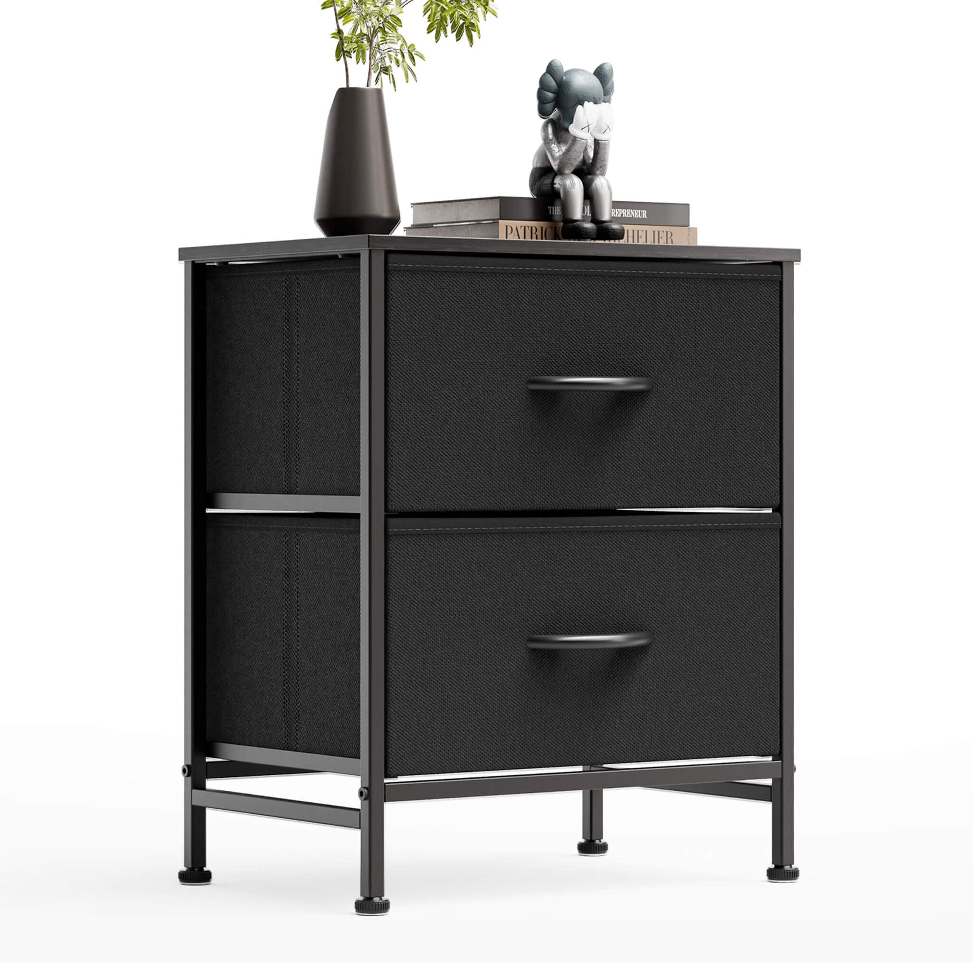 Nightstand Small Dresser With 2 Fabric Drawers Side Bedroom