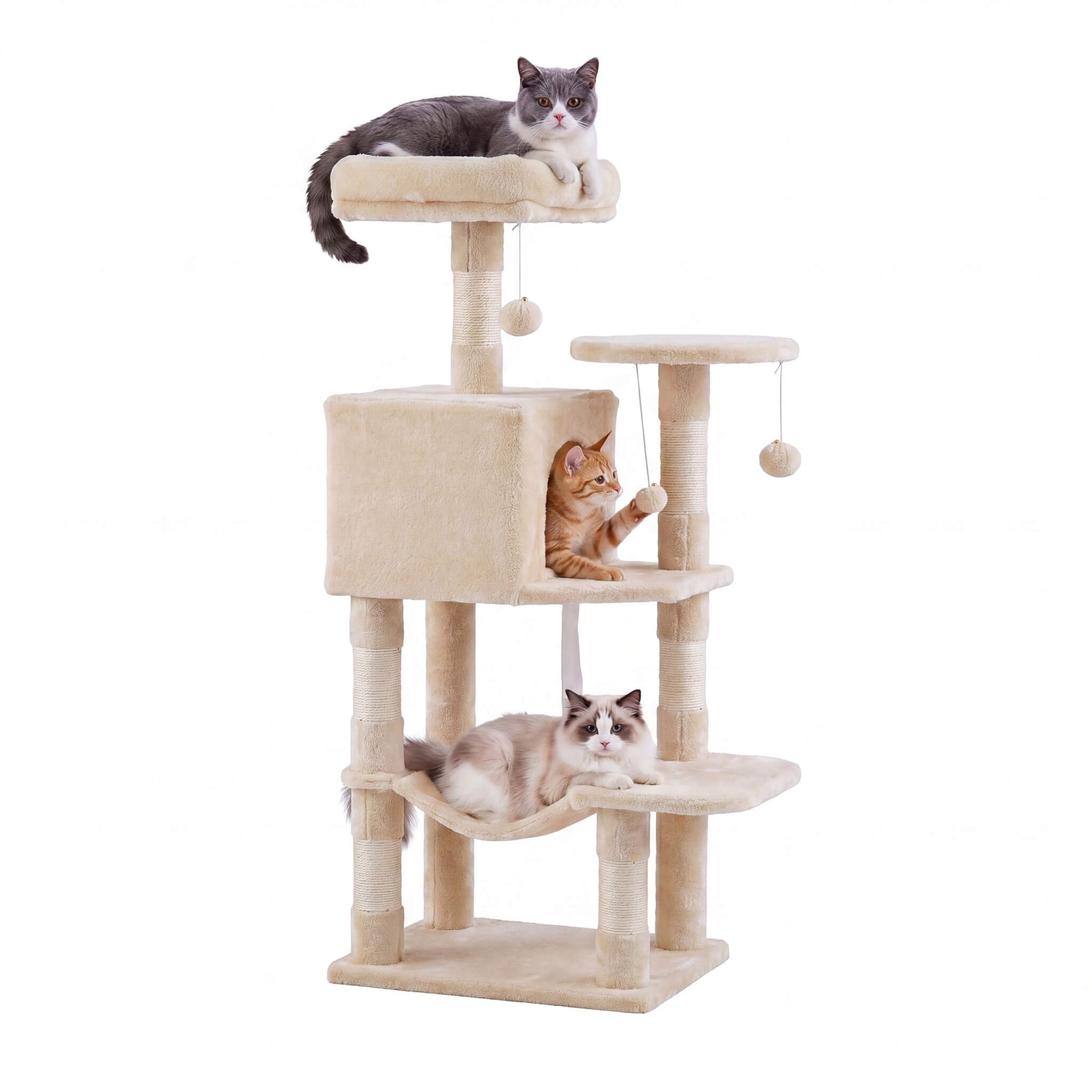 44" Muti-functional Cat Tree Tower with Sisal Scratcing Post and Condo