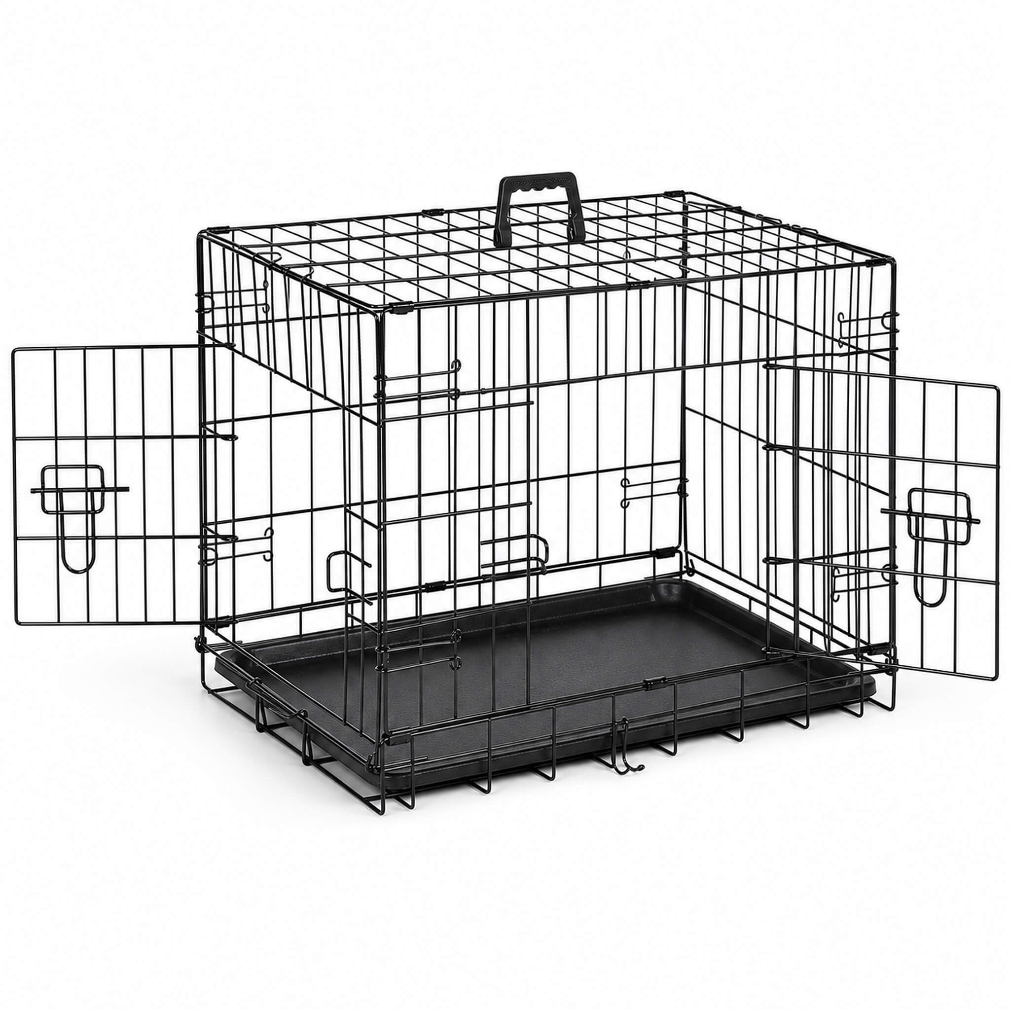 Foldable, Portable, Two-Door Metal Dog Cage