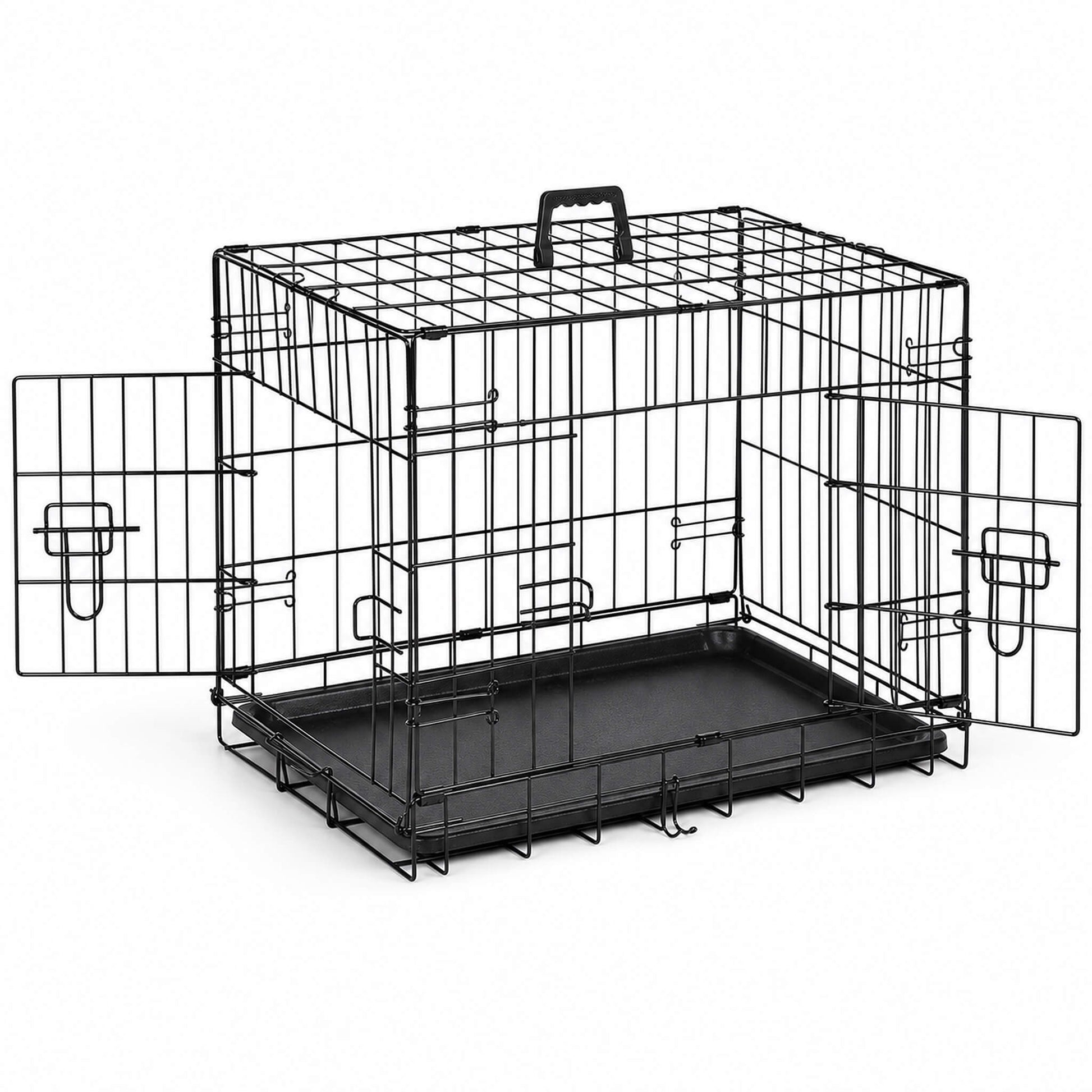 Foldable, Portable, Two-Door Metal Dog Cage