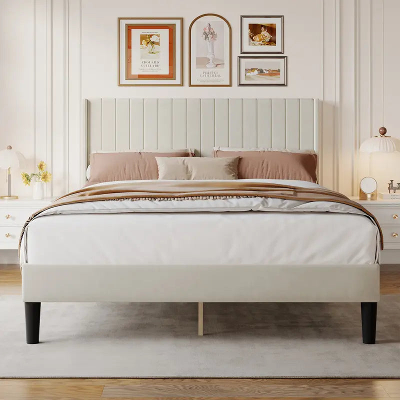Upholstered Platform Bed Frame，Modern Accent Indoor Bedroom Furniture