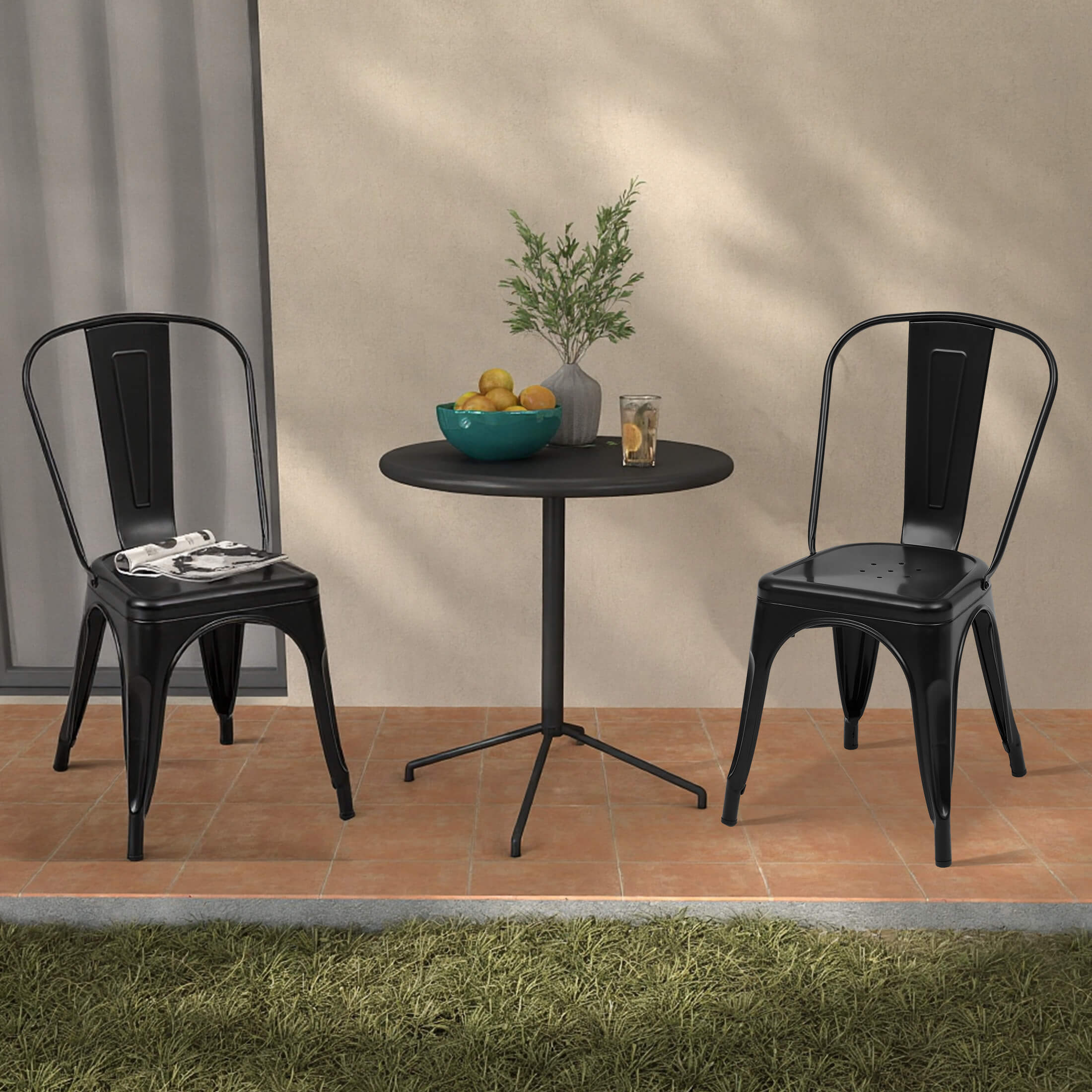 Stackable Metal Dining Chair-Indoor/Outdoor (Set of 4)