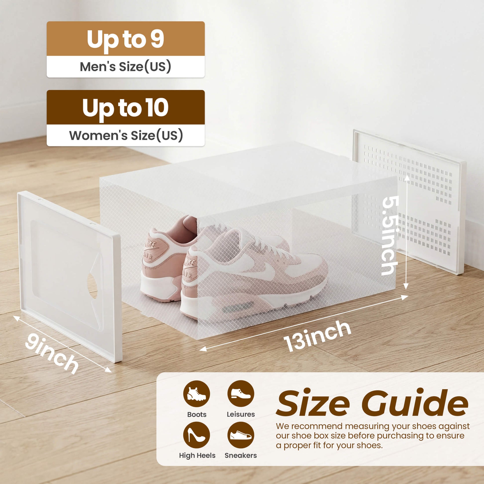 Stackable Shoe Storage Boxes - Clear Sneaker Display Case with Lids, Black Shoe Organizer for Closet & Entryway