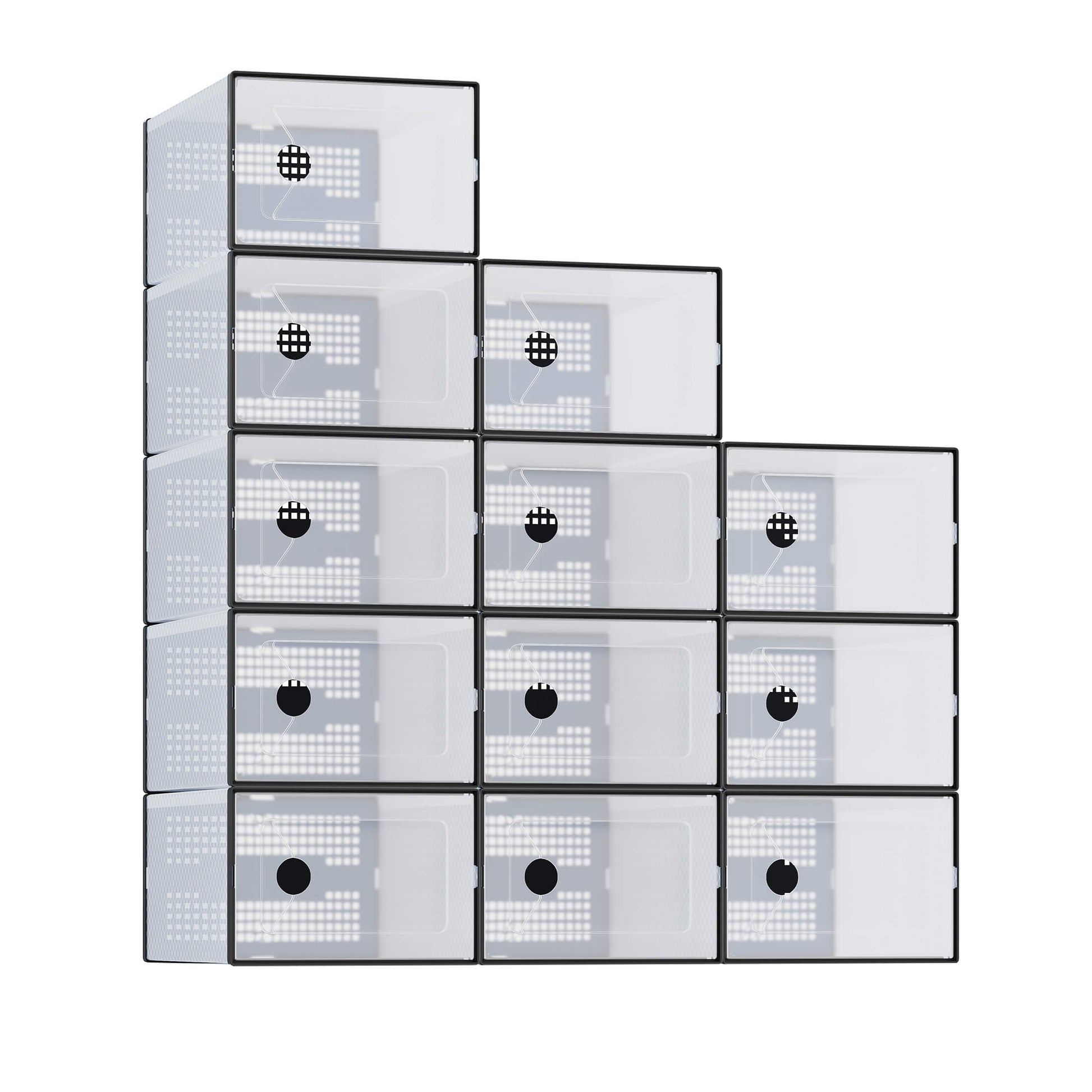 Stackable Shoe Storage Boxes - Clear Sneaker Display Case with Lids, Black Shoe Organizer for Closet & Entryway