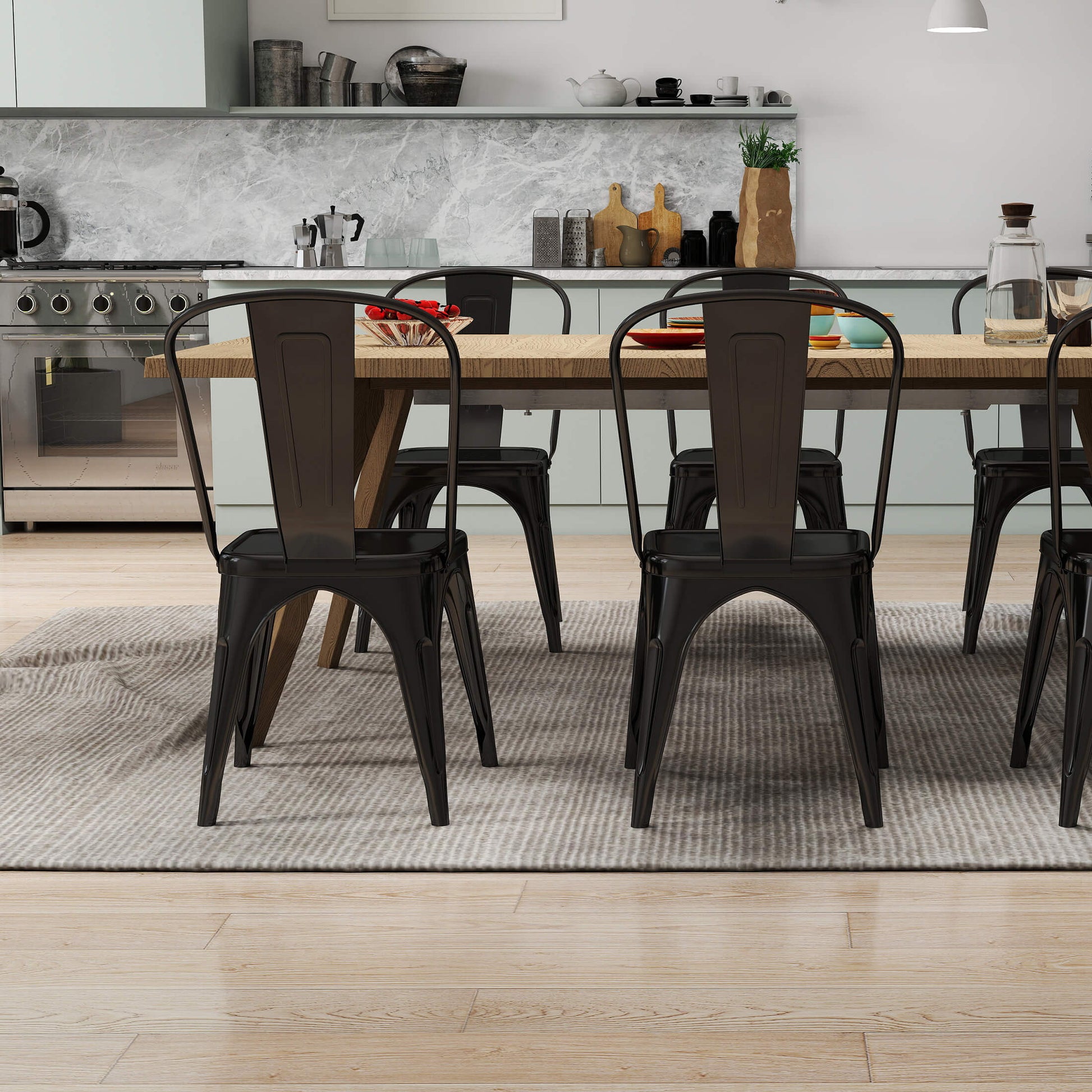 Stackable Metal Dining Chair-Indoor/Outdoor (Set of 4)