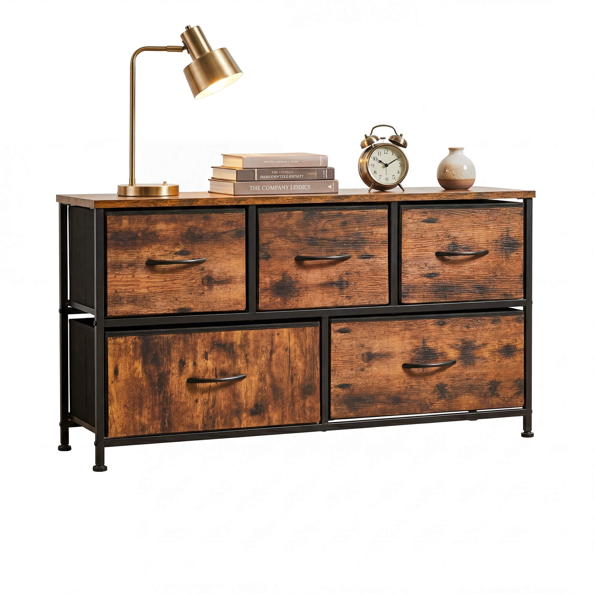 Storage Cabinet with Metal Frame for Bedroom Dresser