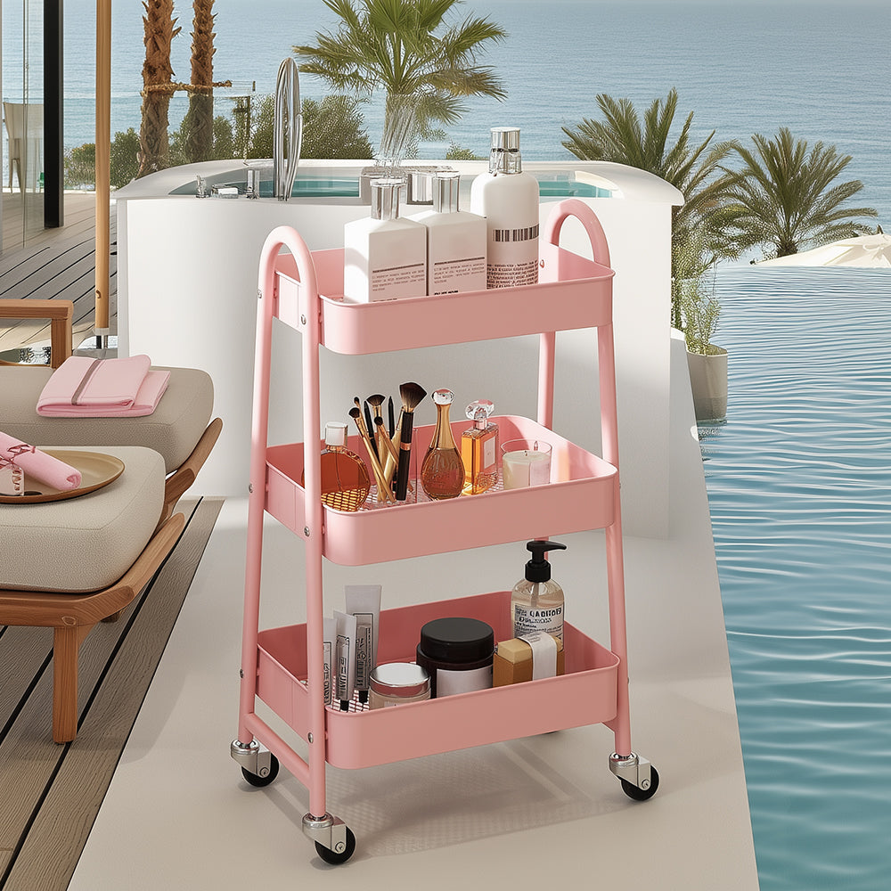 3-Tier Rolling Storage Cart with Lockable Wheels