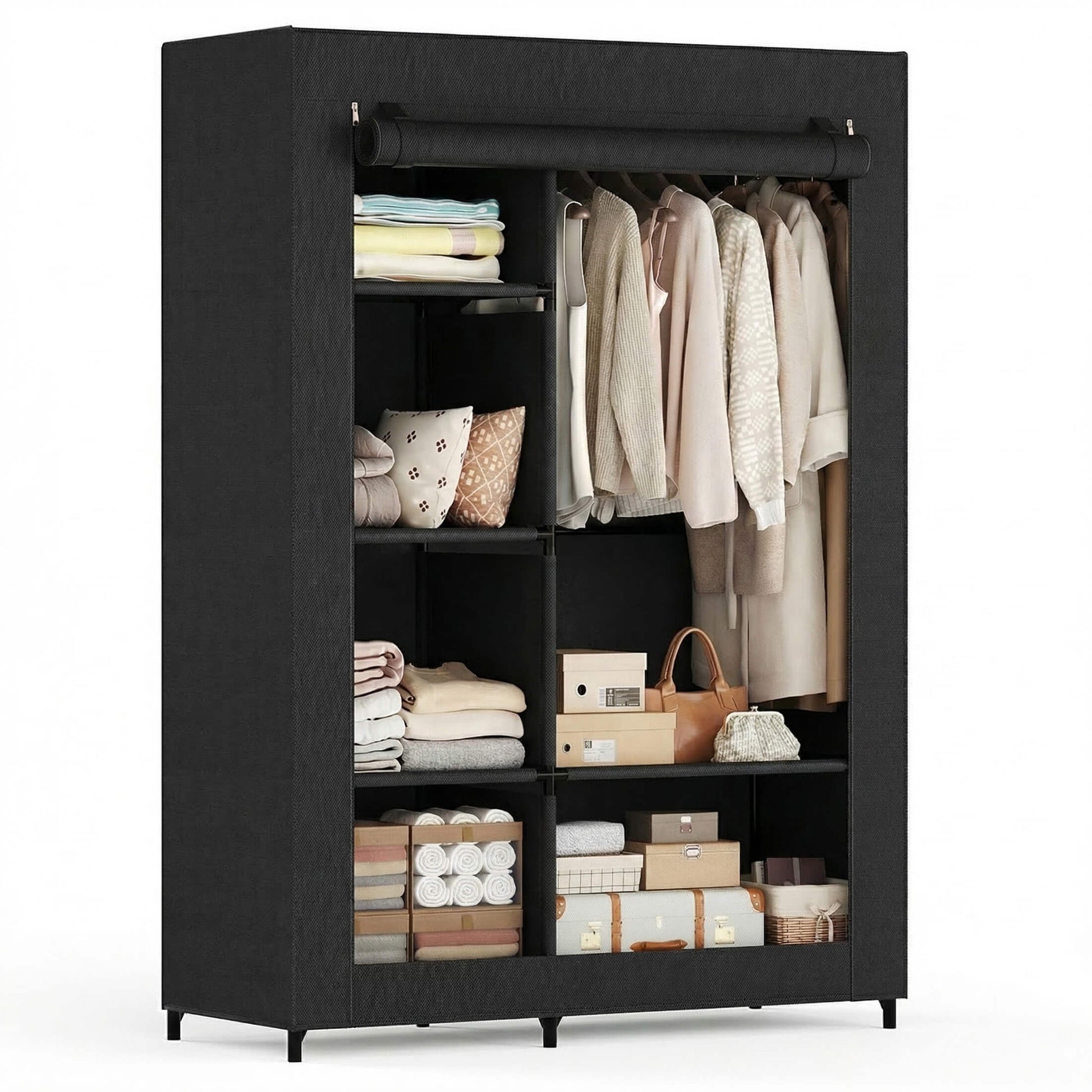 Portable Wardrobe Closet with Cover – Freestanding Clothes Organizer for Bedroom, Dorm & Apartment
