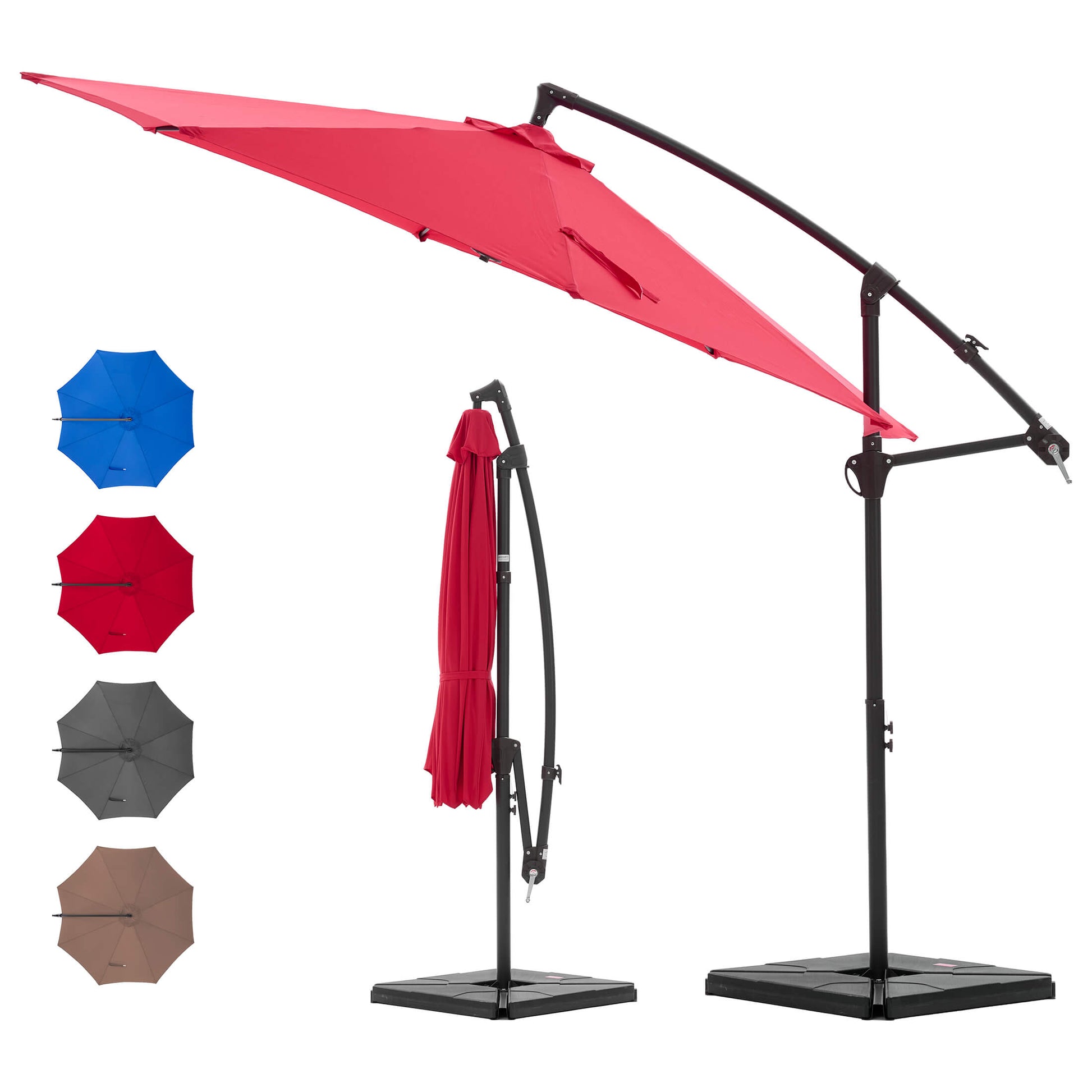 10ft Cantilever Patio Umbrella with Crank Lift Mechanism for Garden, Backyard, Poolside