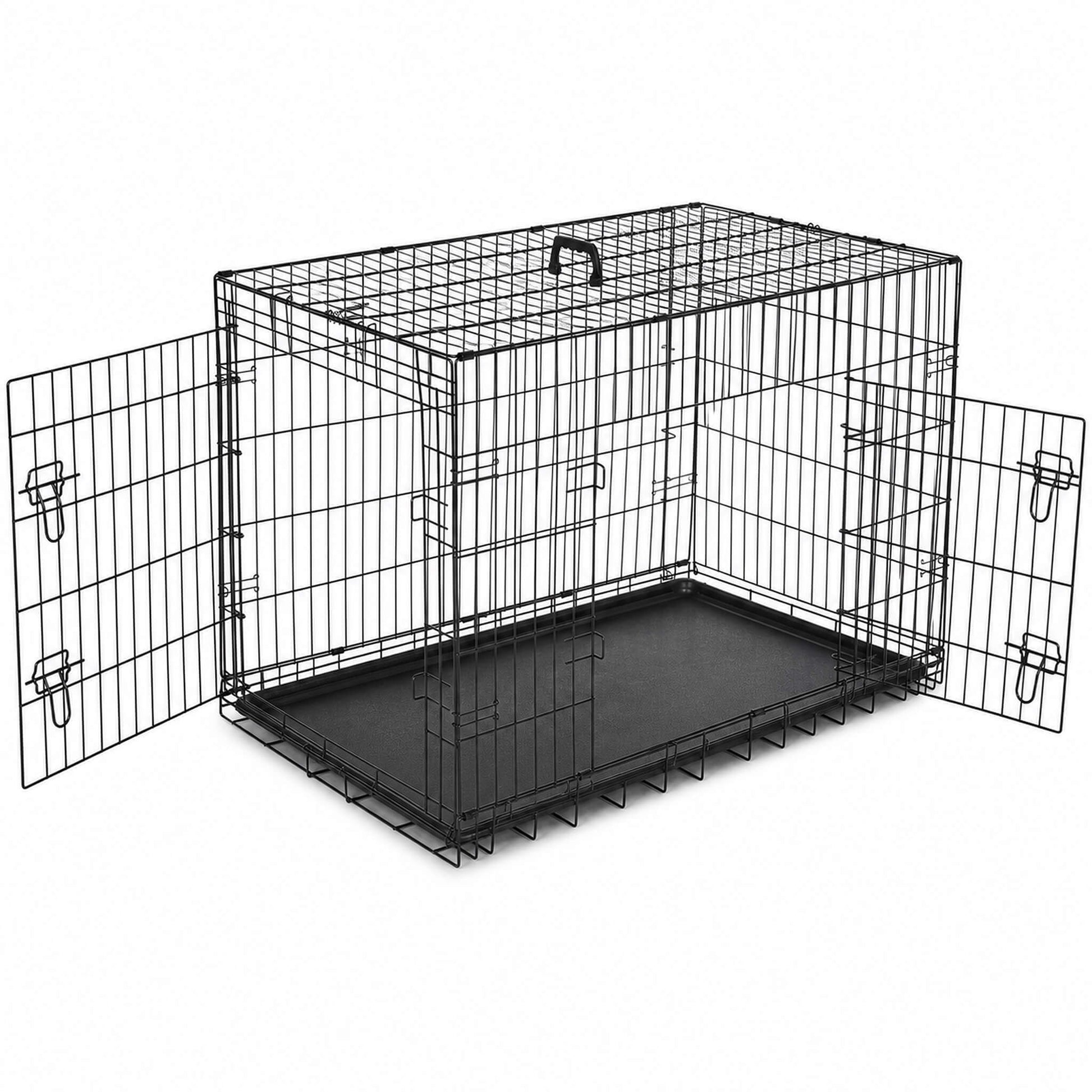 Foldable, Portable, Two-Door Metal Dog Cage