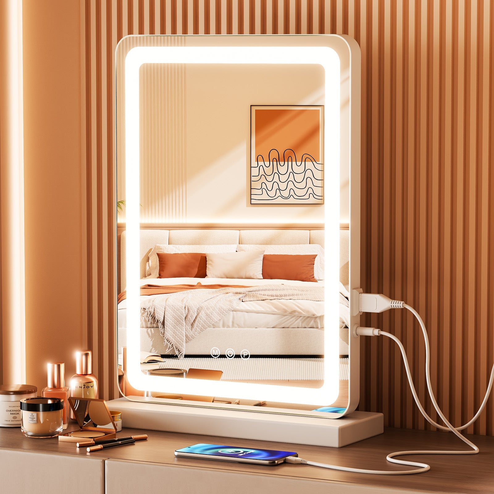 Makeup Mirror with Lights and Aluminum Alloy Frame