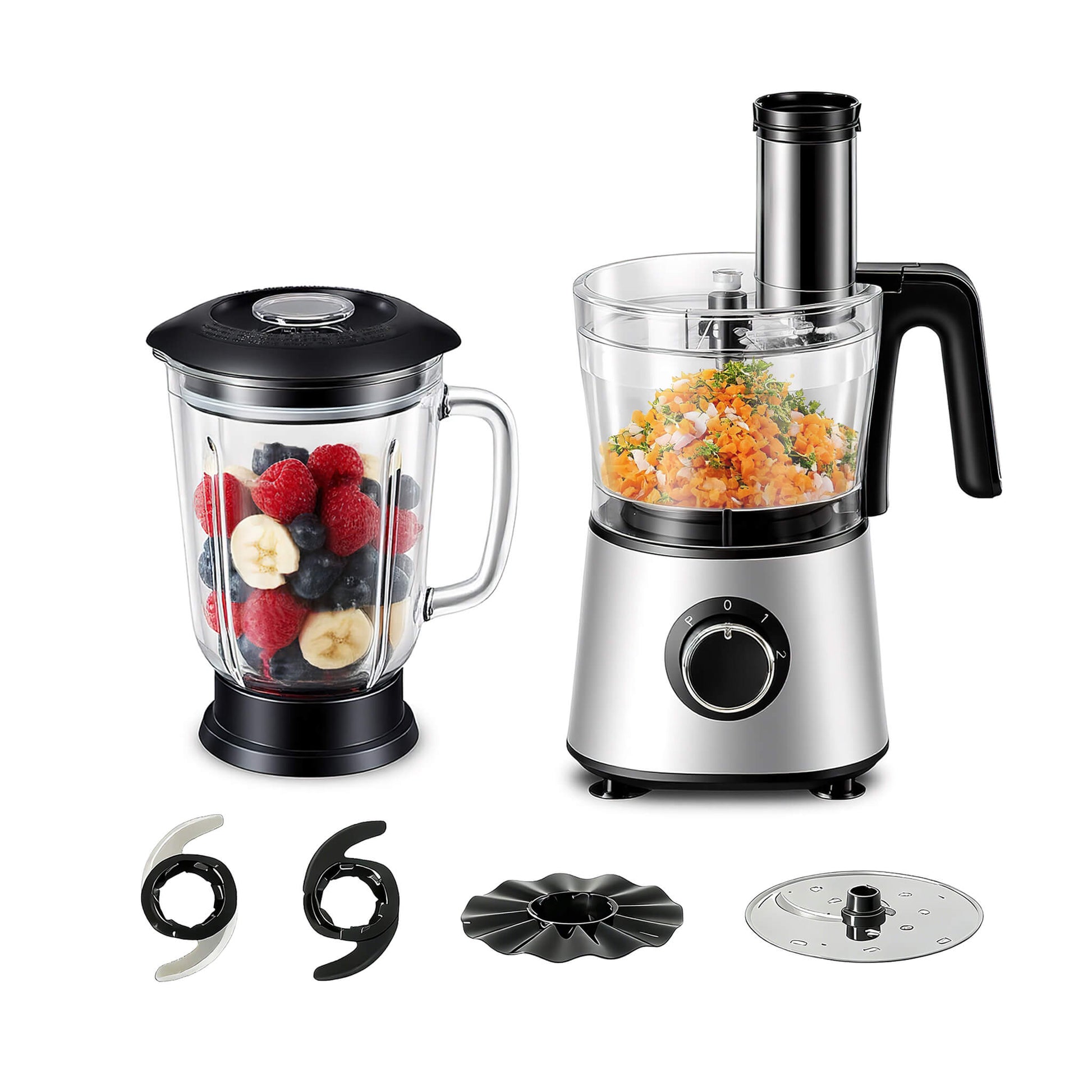 8-Cup Food Processor, Vegetable Chopper with accessories