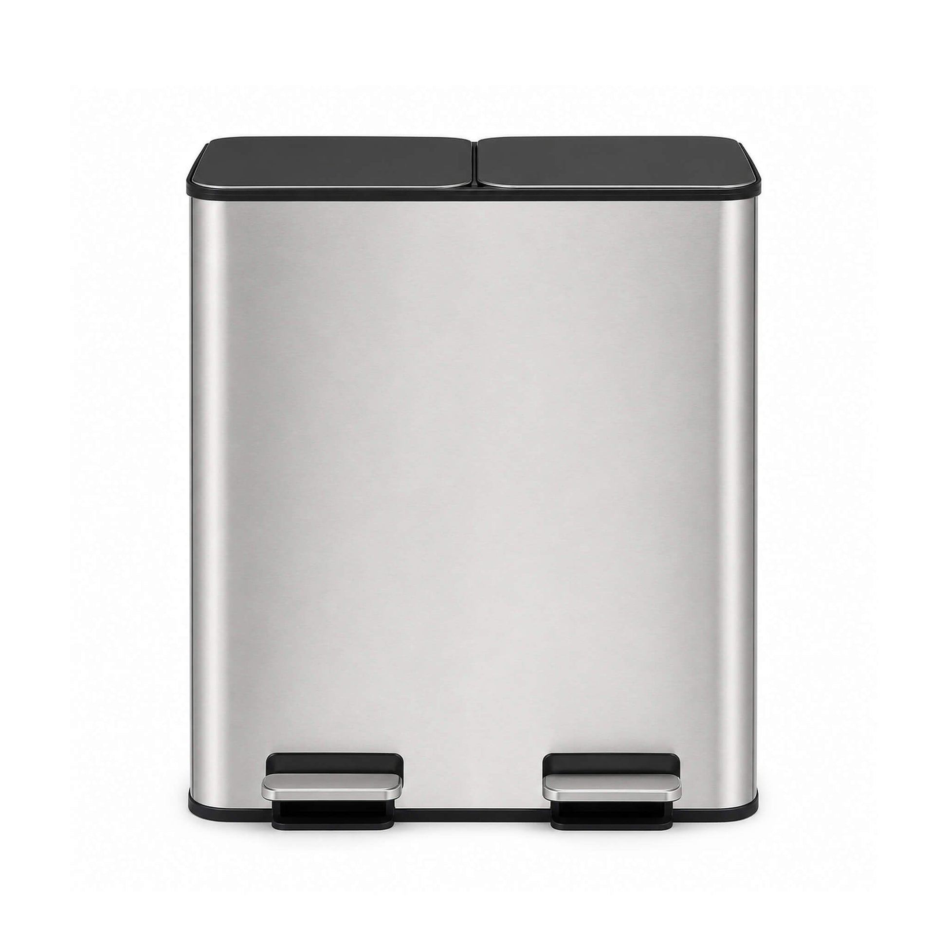 Double-Bin Stainless Steel Trash Can with Lid