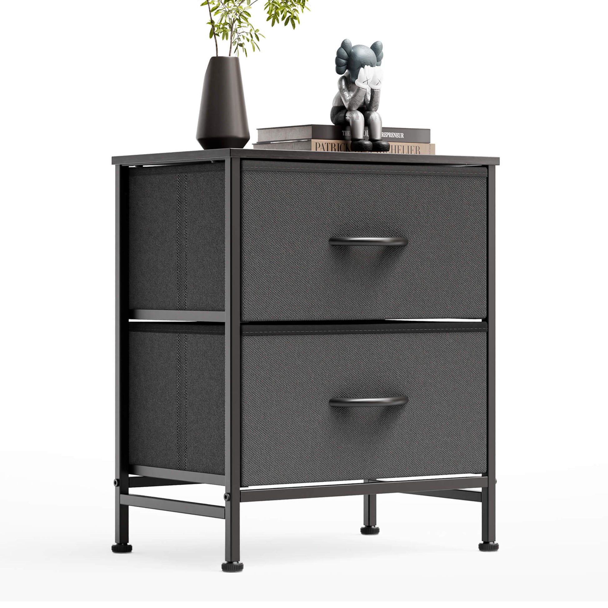 Nightstand Small Dresser With 2 Fabric Drawers Side Bedroom