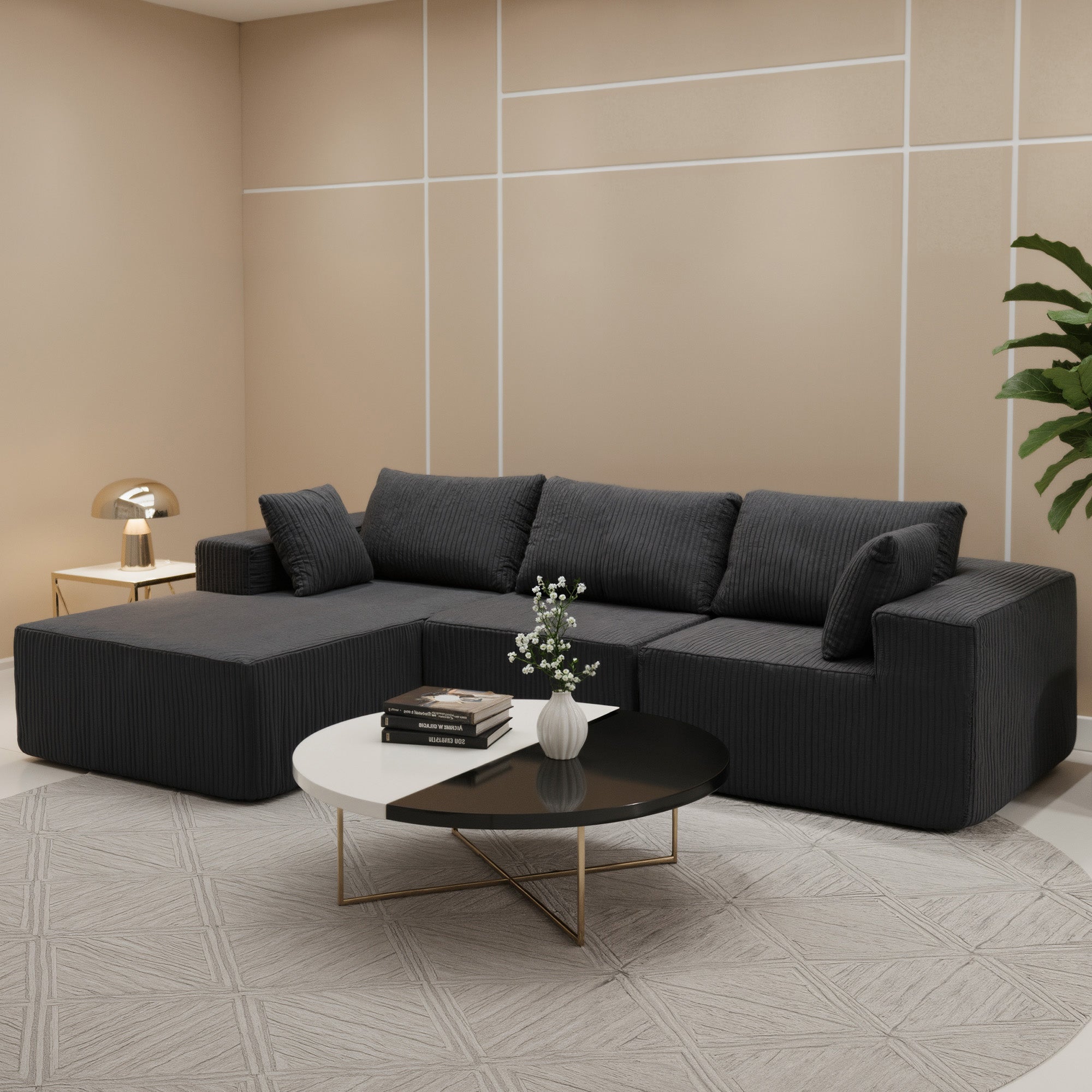 108" Modern Modular Couch Sectional Sofa for Living Room