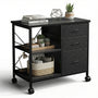 3-Drawer Fabric Rolling File Cabinet with Open Storage Shelf
