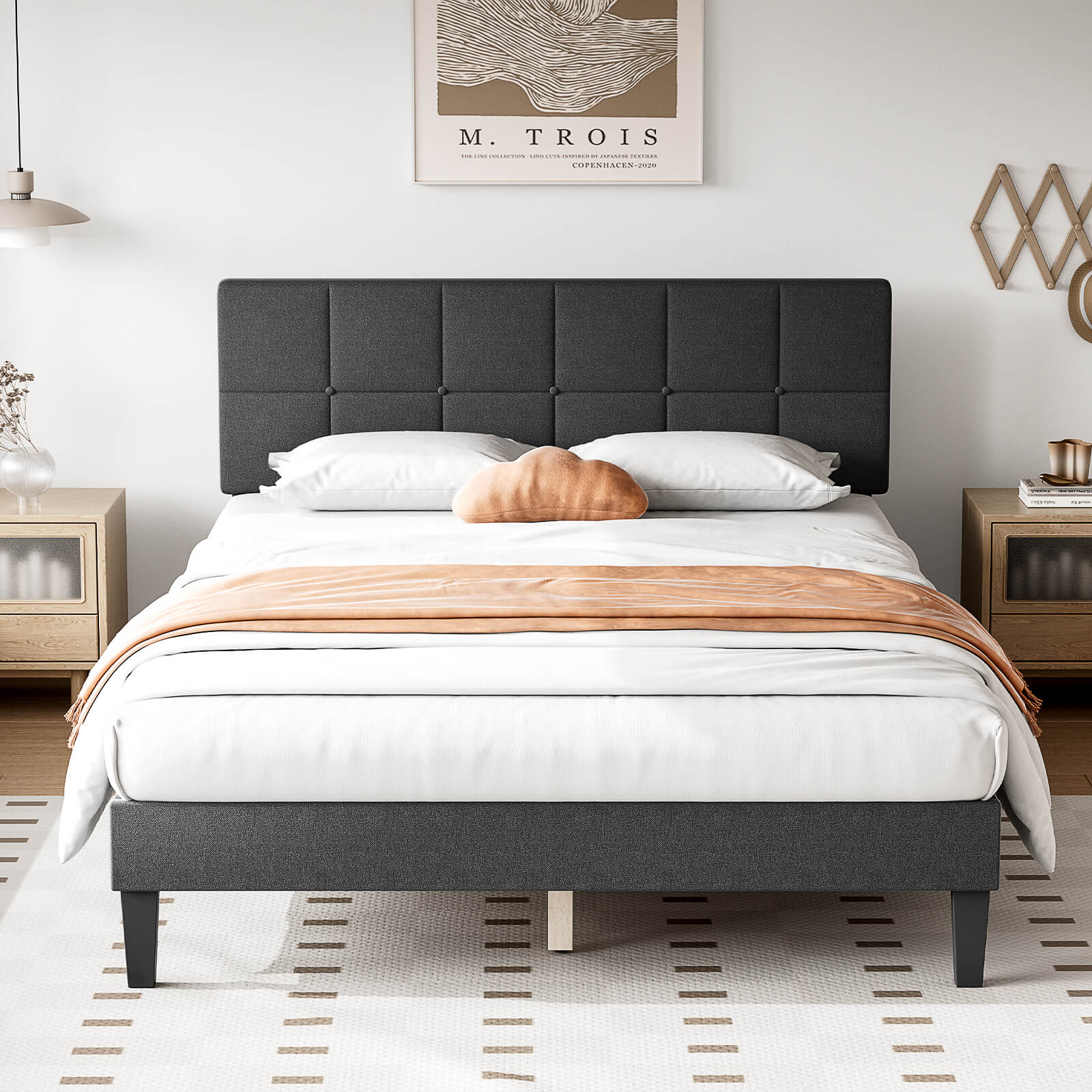 Bed Frame with Headboard for Bedroom