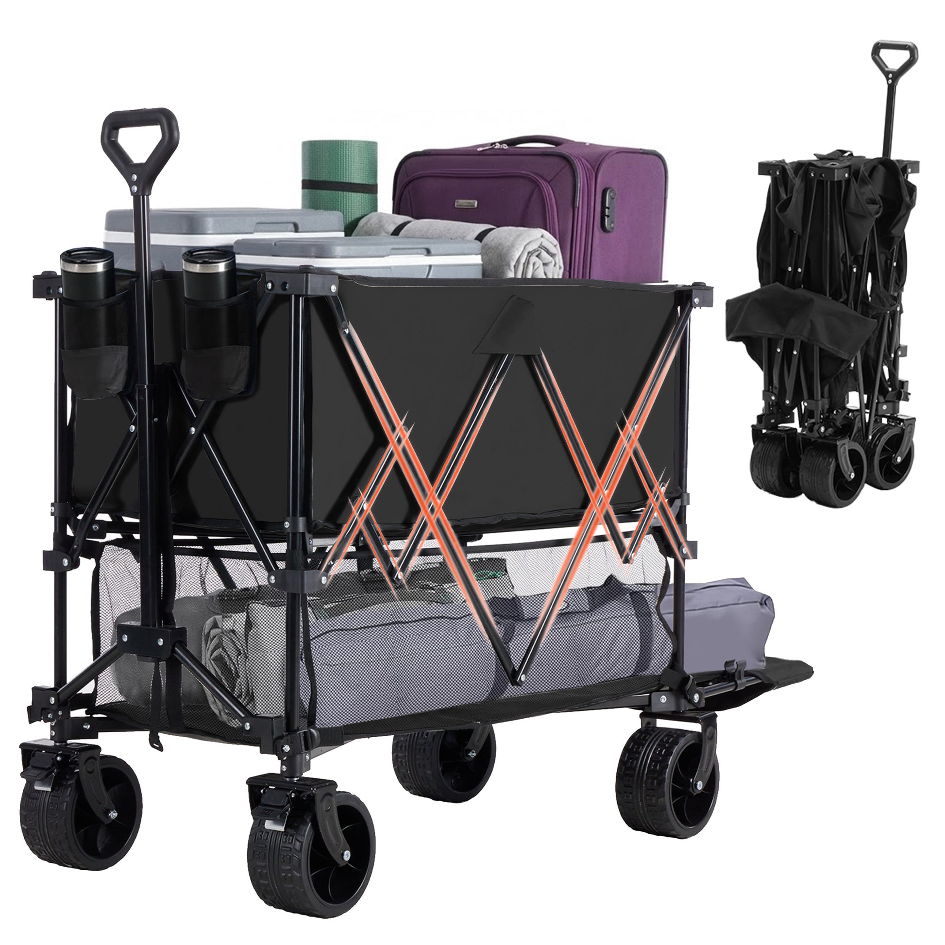 HaulMaster 400L Folding Wagon Cart for Camping and Outdoor Use