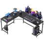 L-shaped Computer Desk with CPU Stand and Side Hooks