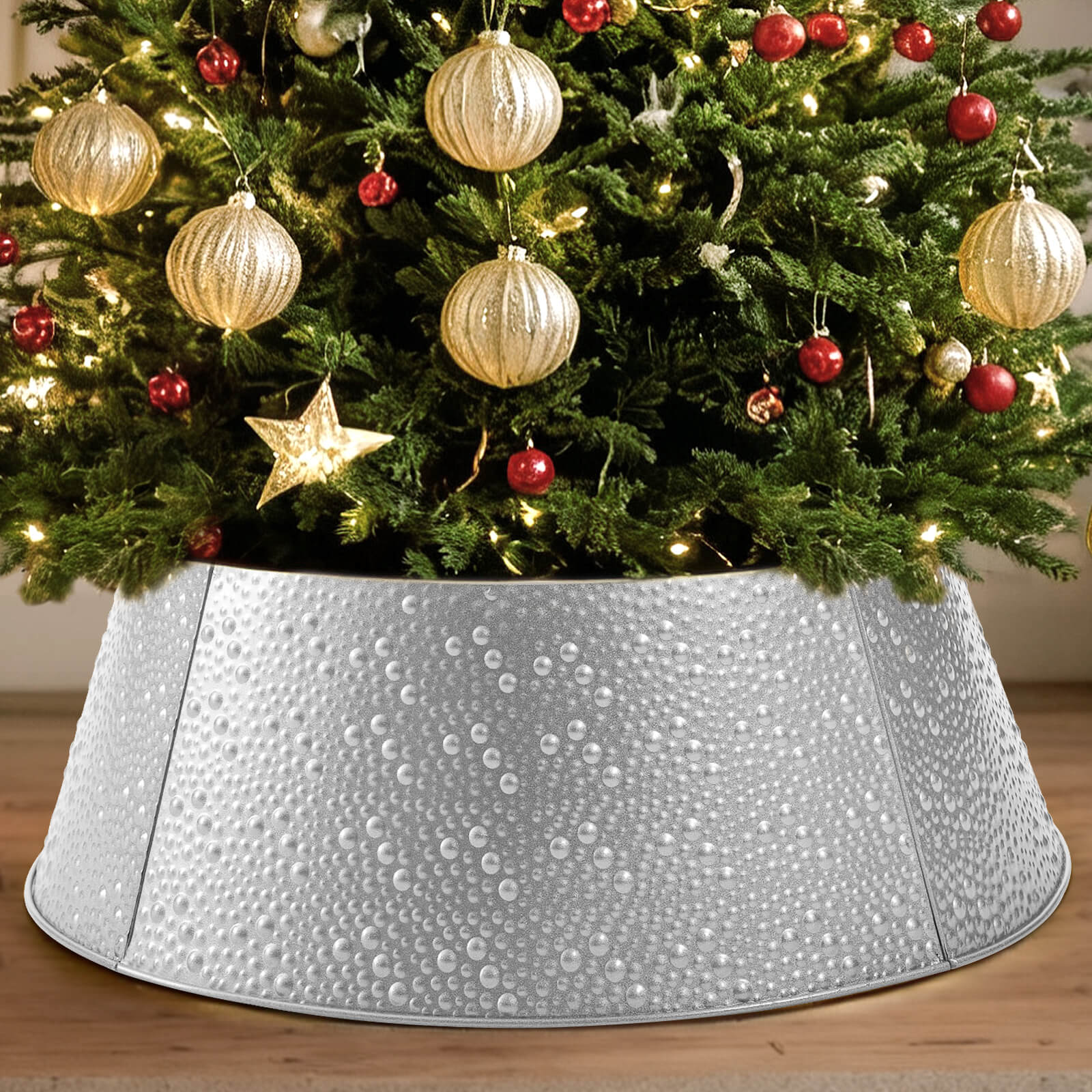 Hand-woven Christmas tree skirt Foldable -Tool-Free-Wrought Iron