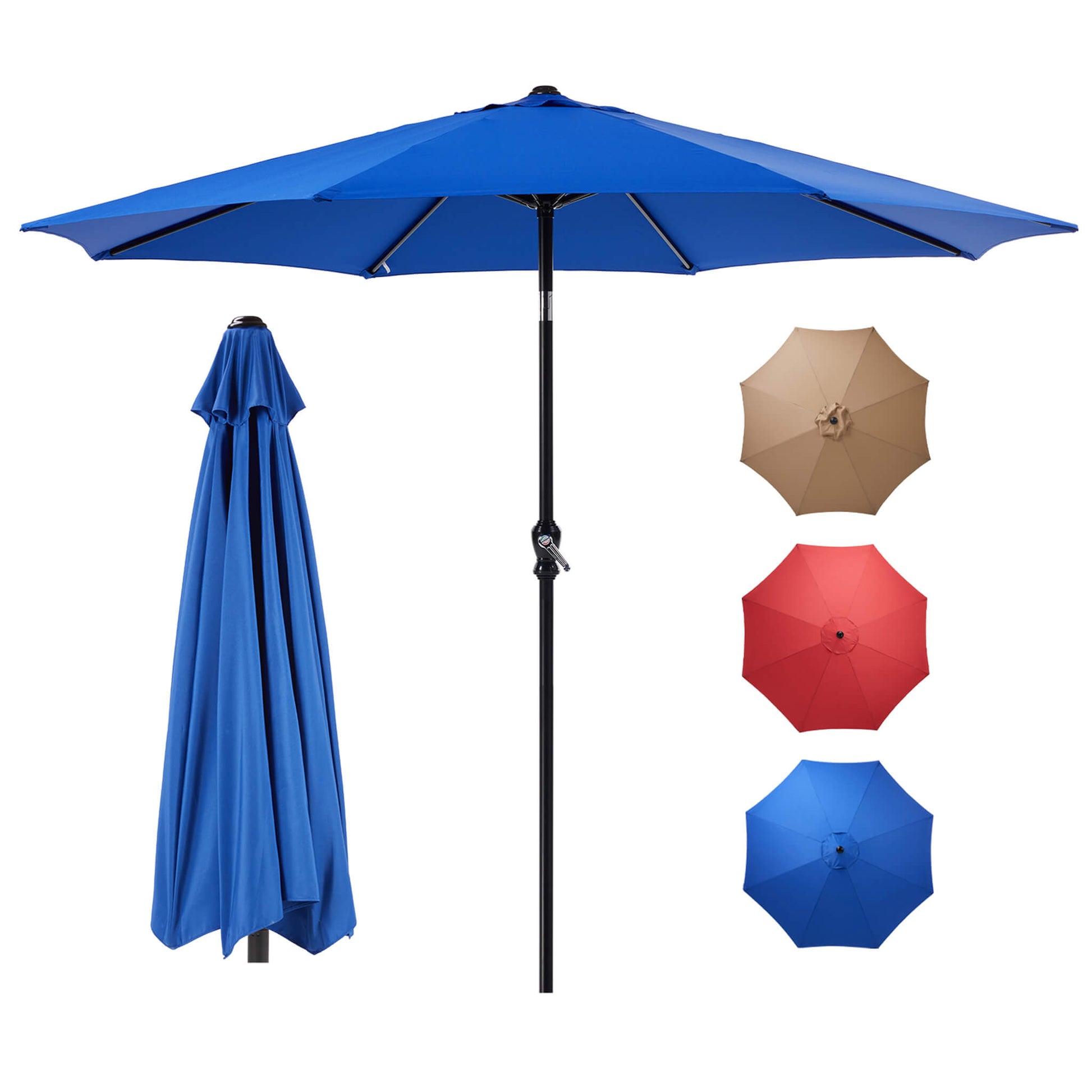 Patio Sunshade, 9 Feet with 8 Bones for Patios, Pools