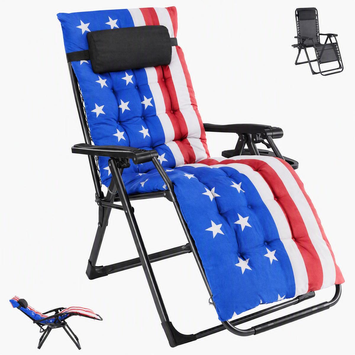 Foldable Zero-Gravity Outdoor Lounge Chair for Beach/Patio