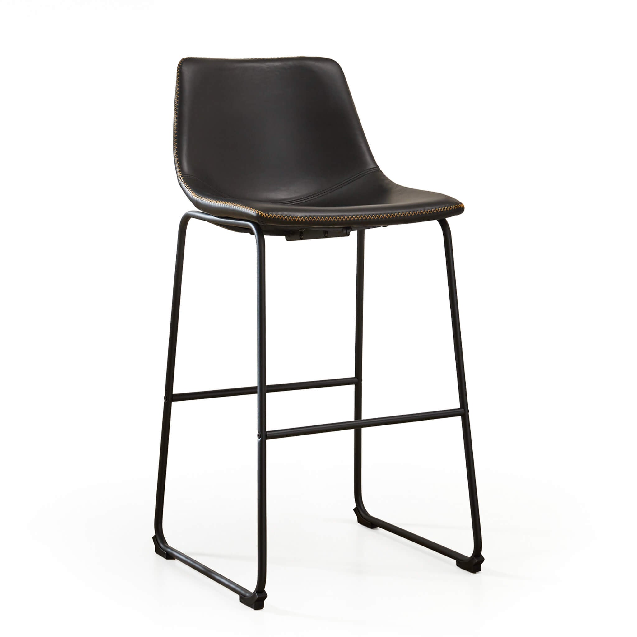 Faux Leather Bar Stools with Metal Legs for Kitchen & Counter