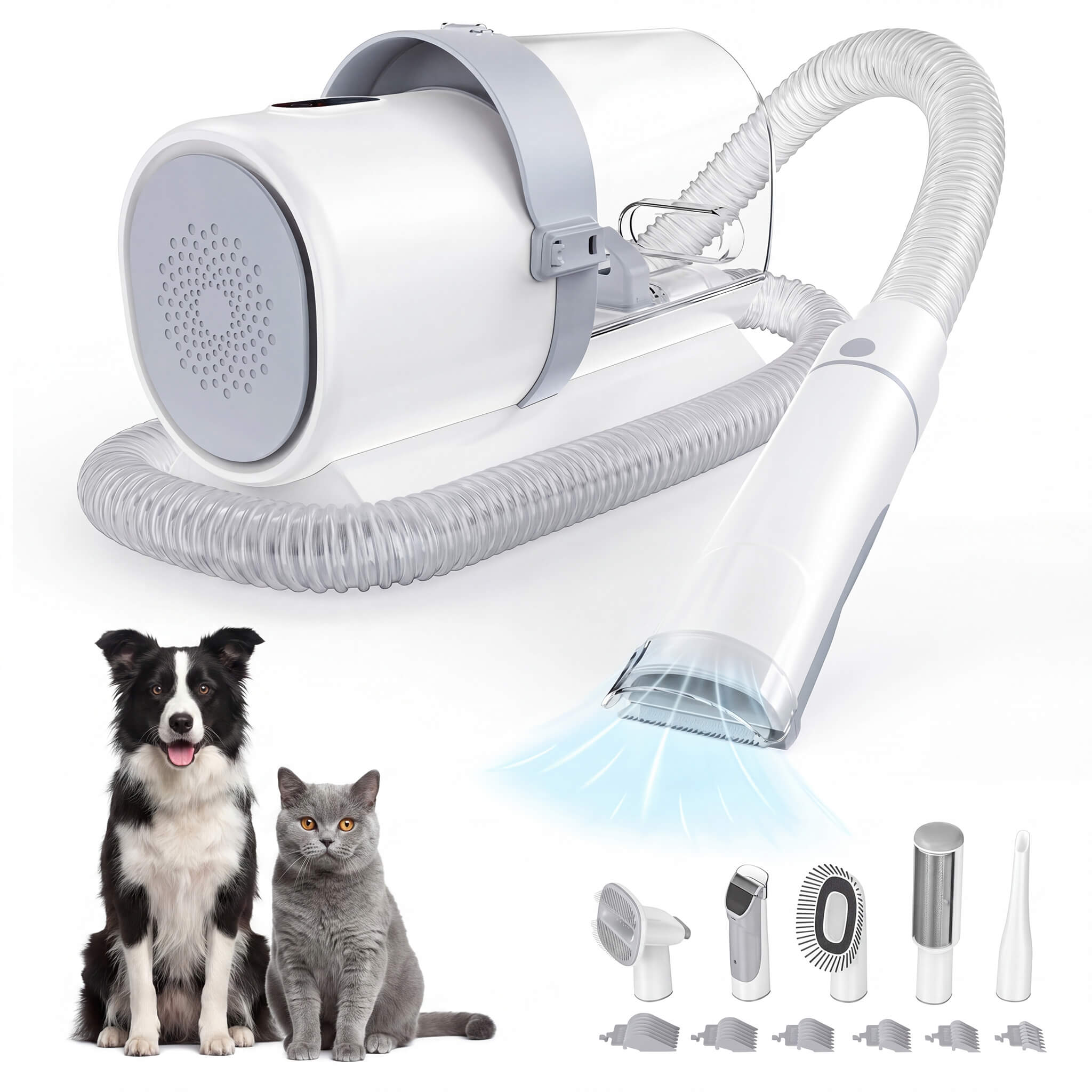 Vacuum Pet Grooming Kit 5 in 1-Professional Clippers, Mulifunctional Grooming Tools for Dogs Cats and Other Animals
