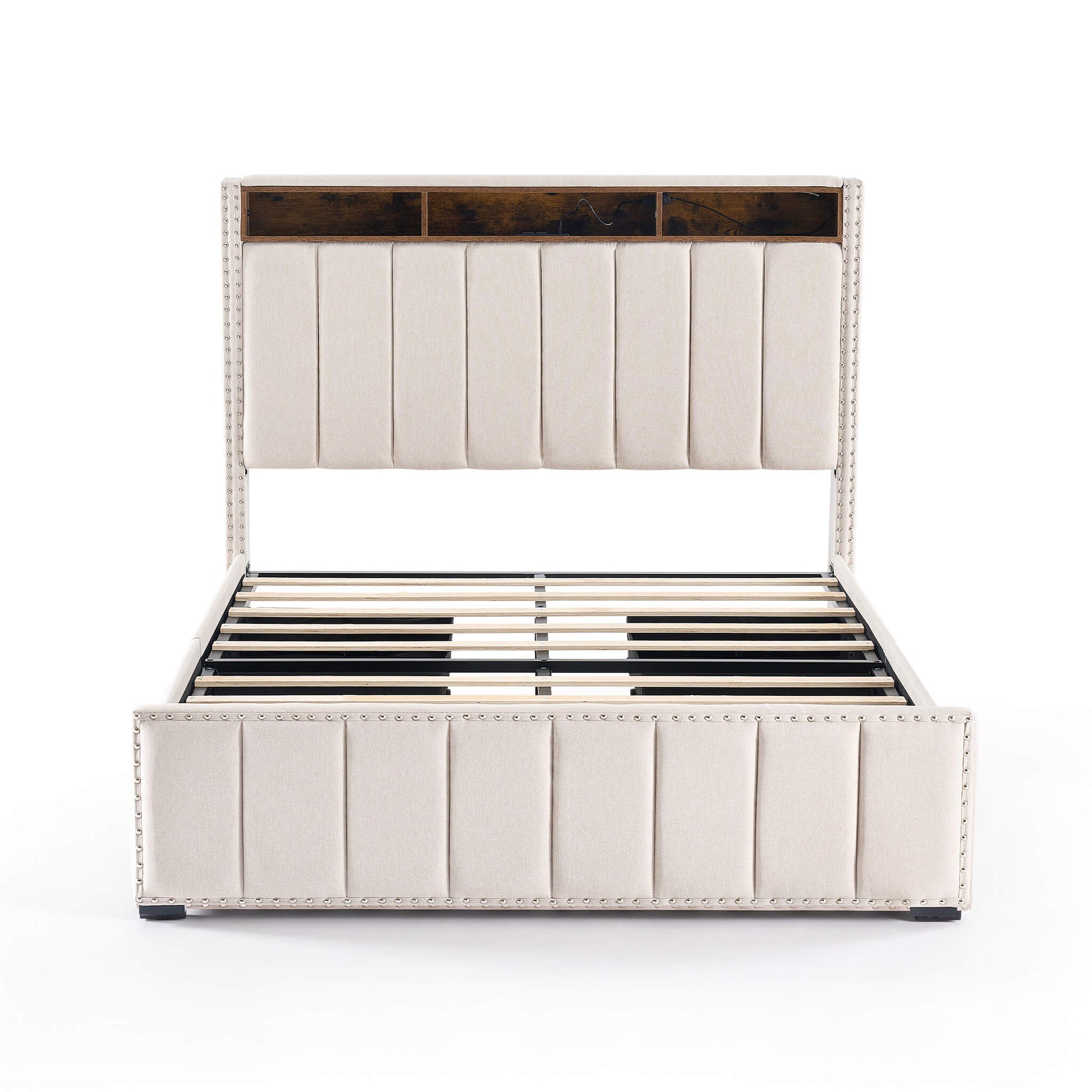 Storage Bed Frame with 4 Drawers – USB & LED Headboard