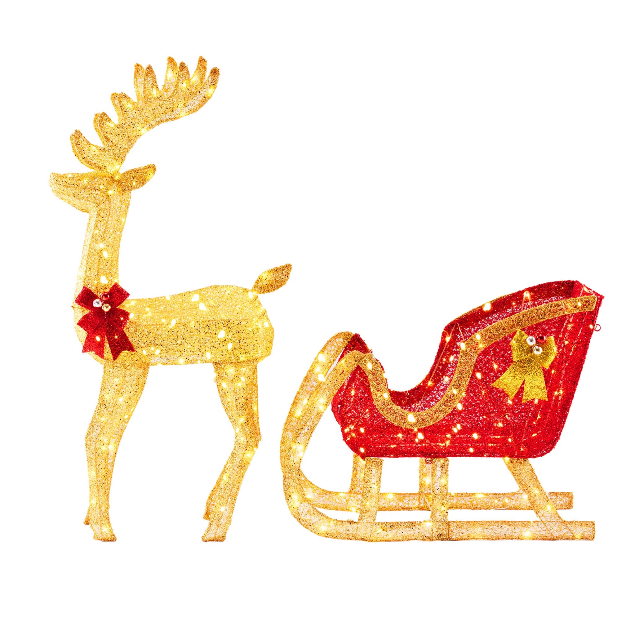 LED Reindeer Sleigh Set - Outdoor Christmas Decor