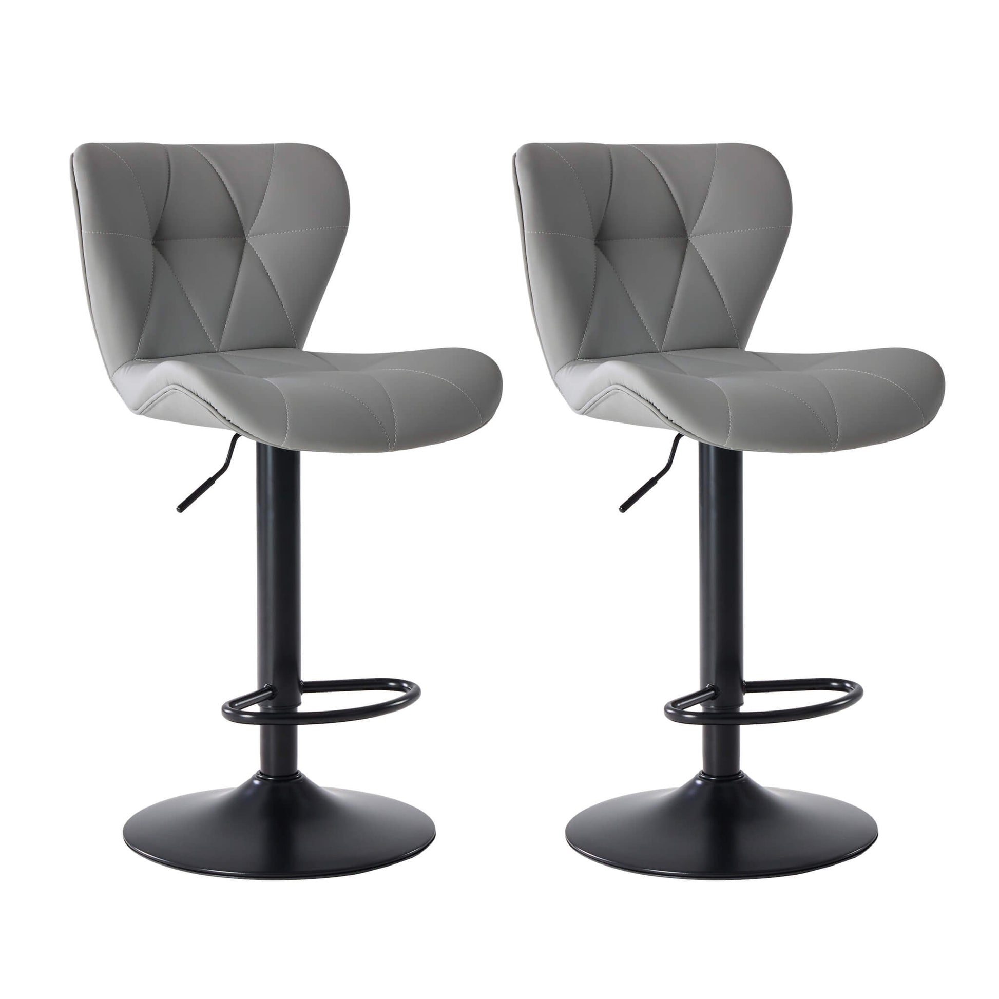 Faux Leather Diamond-Quilted Bar Stool-set of 2
