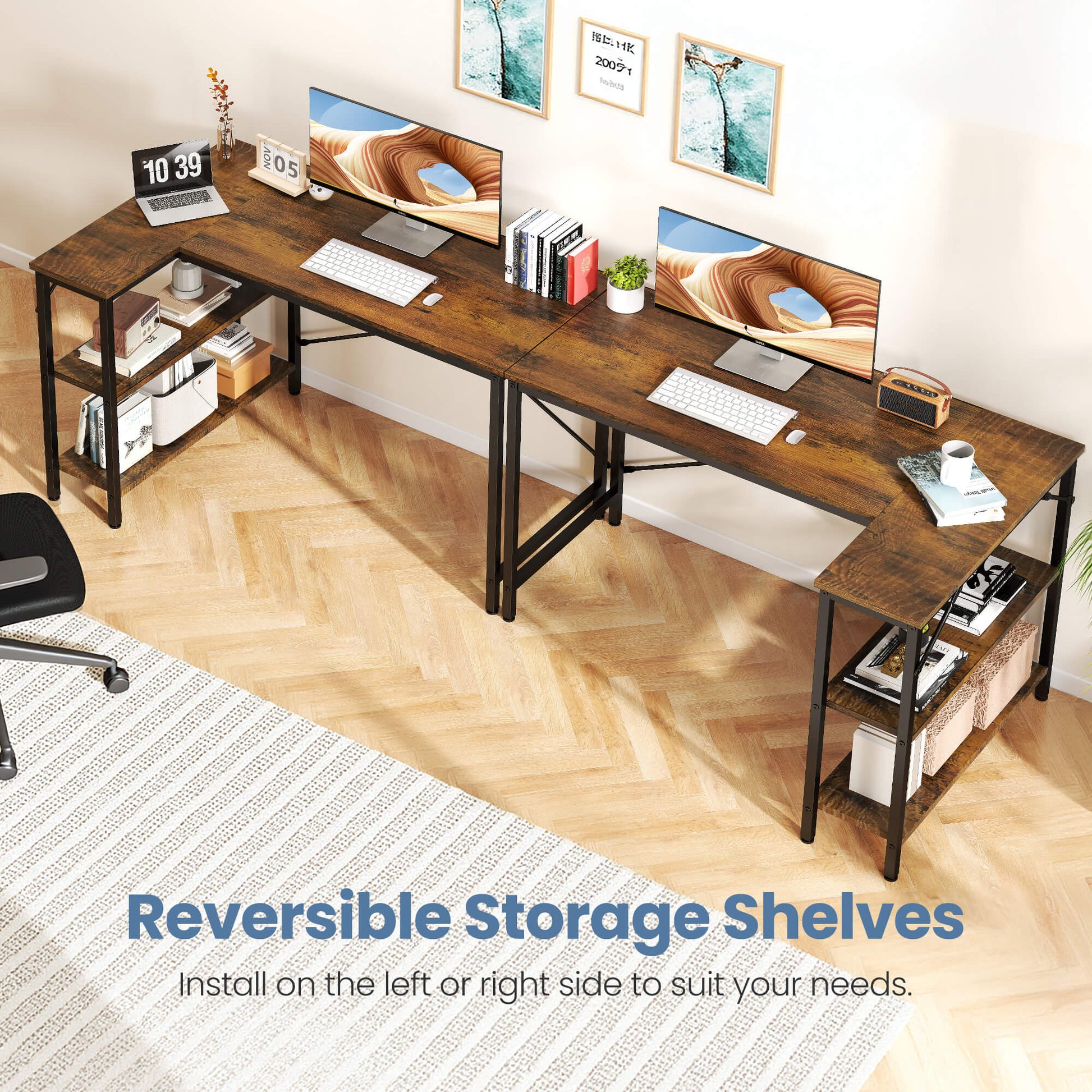 47″ L‑Shaped Computer Desk for Home Office