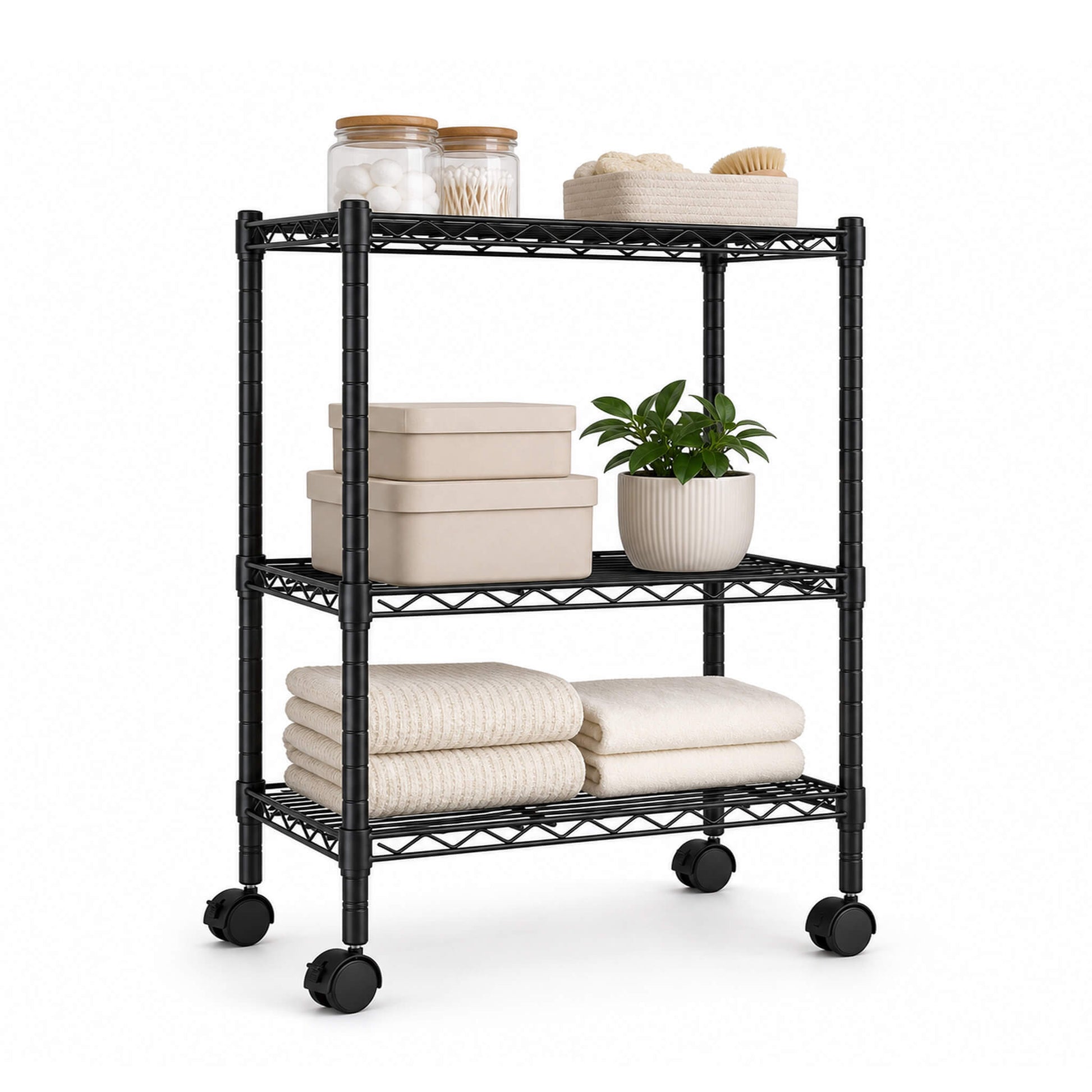 Heavy Duty Rolling Wire Storage Shelves for Kitchen/Pantry/Basement