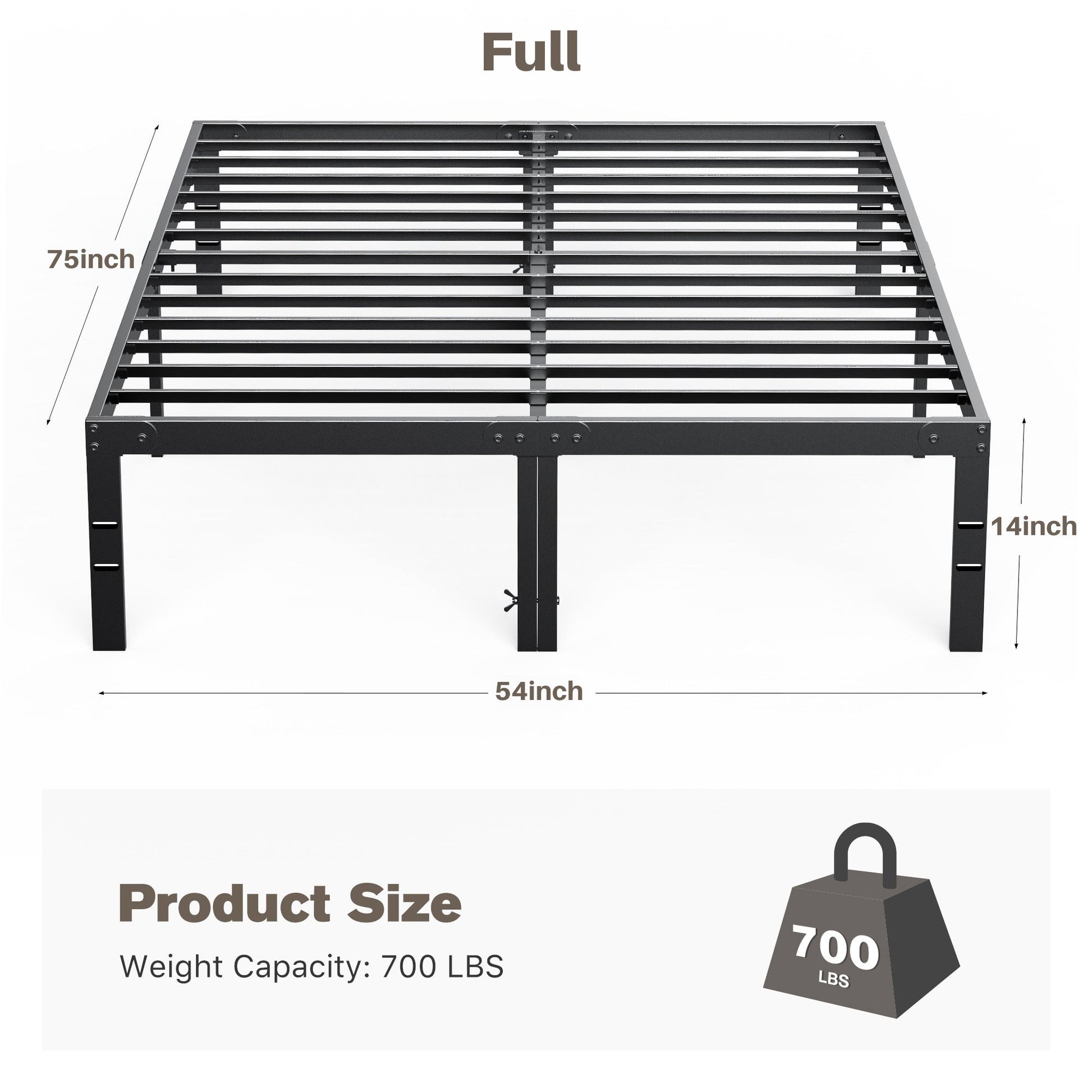 Heavy Duty Metal Bed Frame with Under-Bed Storage for Bedroom