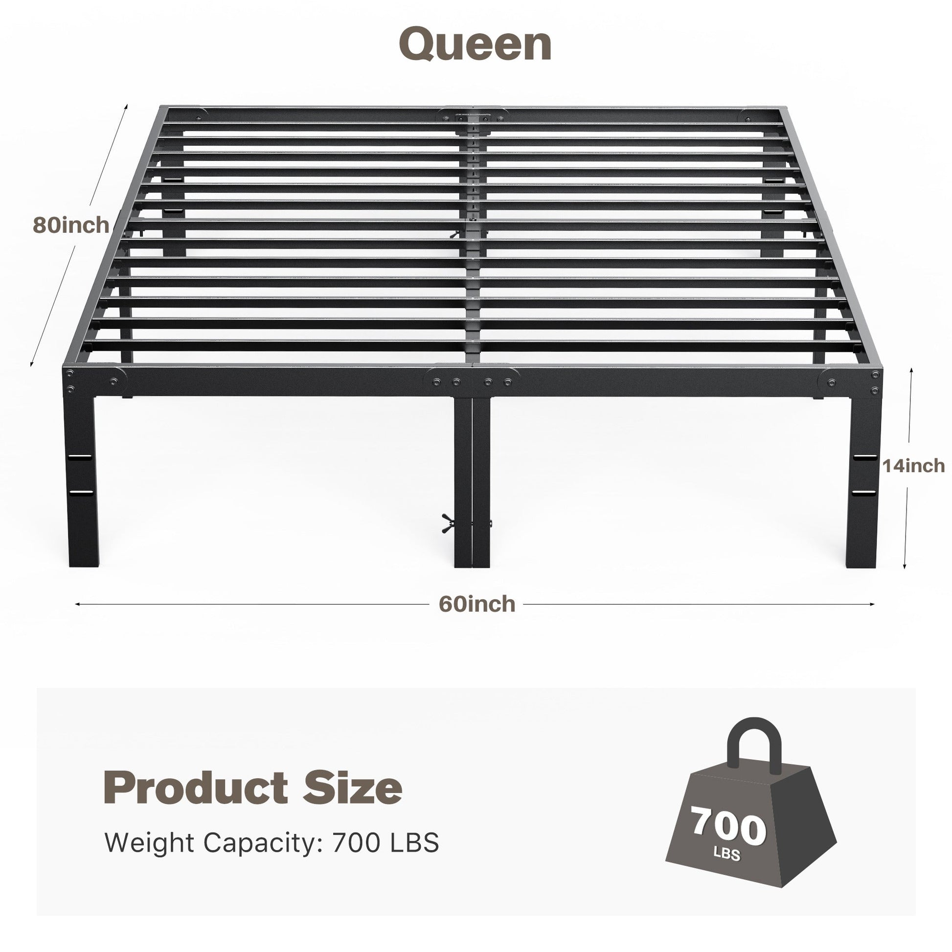 Heavy Duty Metal Bed Frame with Under-Bed Storage for Bedroom