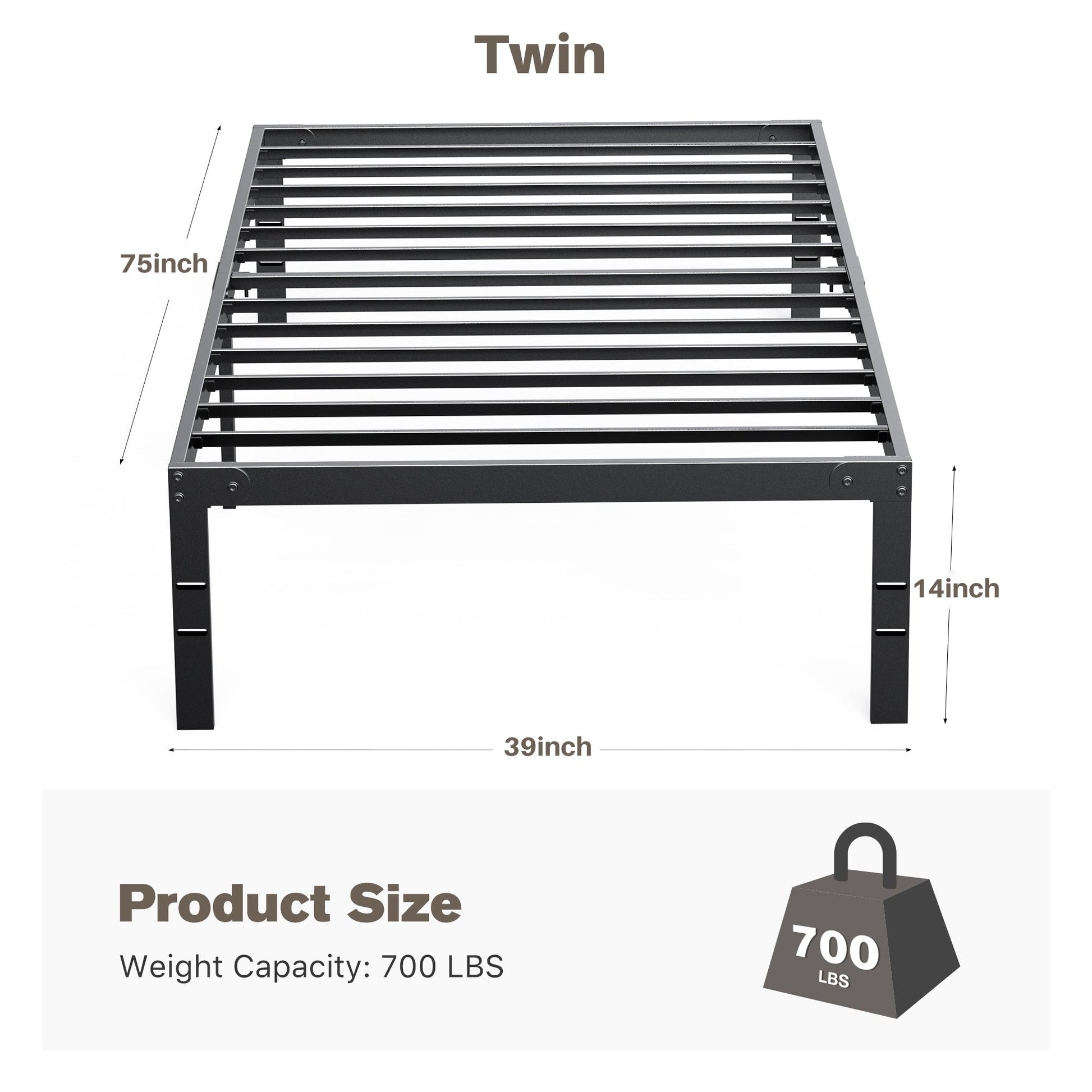 Heavy Duty Metal Bed Frame with Under-Bed Storage for Bedroom